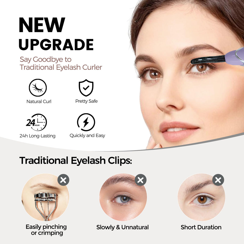 Raysino S600 Heated Eyelash Curler – 8s Fast Heating, 24h Curl, Rechargeable (Lilac/Silver)