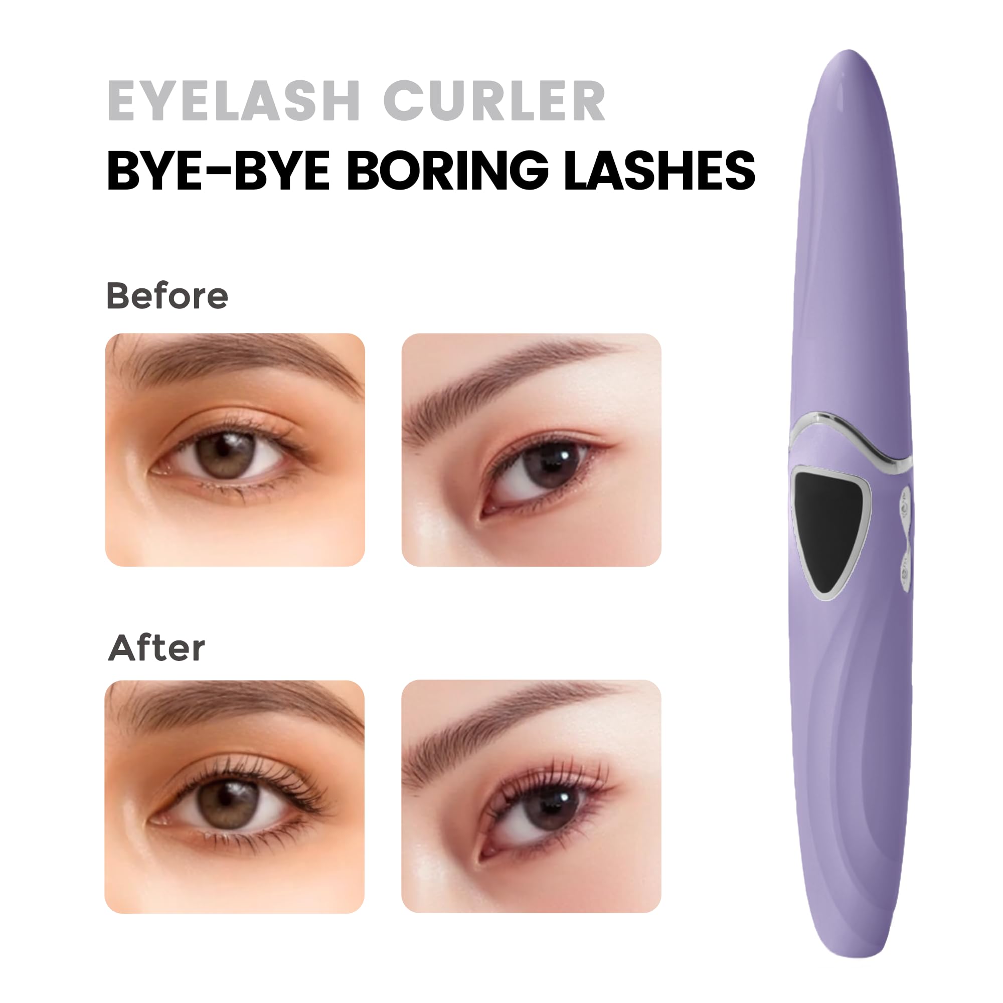 Raysino S600 Heated Eyelash Curler – 8s Fast Heating, 24h Curl, Rechargeable (Lilac/Silver)