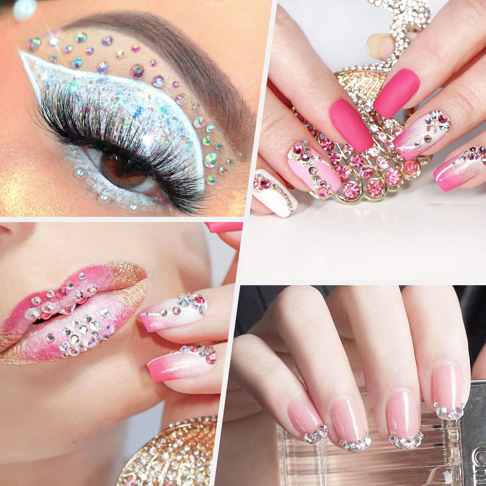 Razet Pink Rhinestones Bedazzling Kit – 19200pcs 3mm-6mm Flatbacks with B7000 Glue