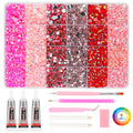 Razet Pink Rhinestones Bedazzling Kit – 19200pcs 3mm-6mm Flatbacks with B7000 Glue