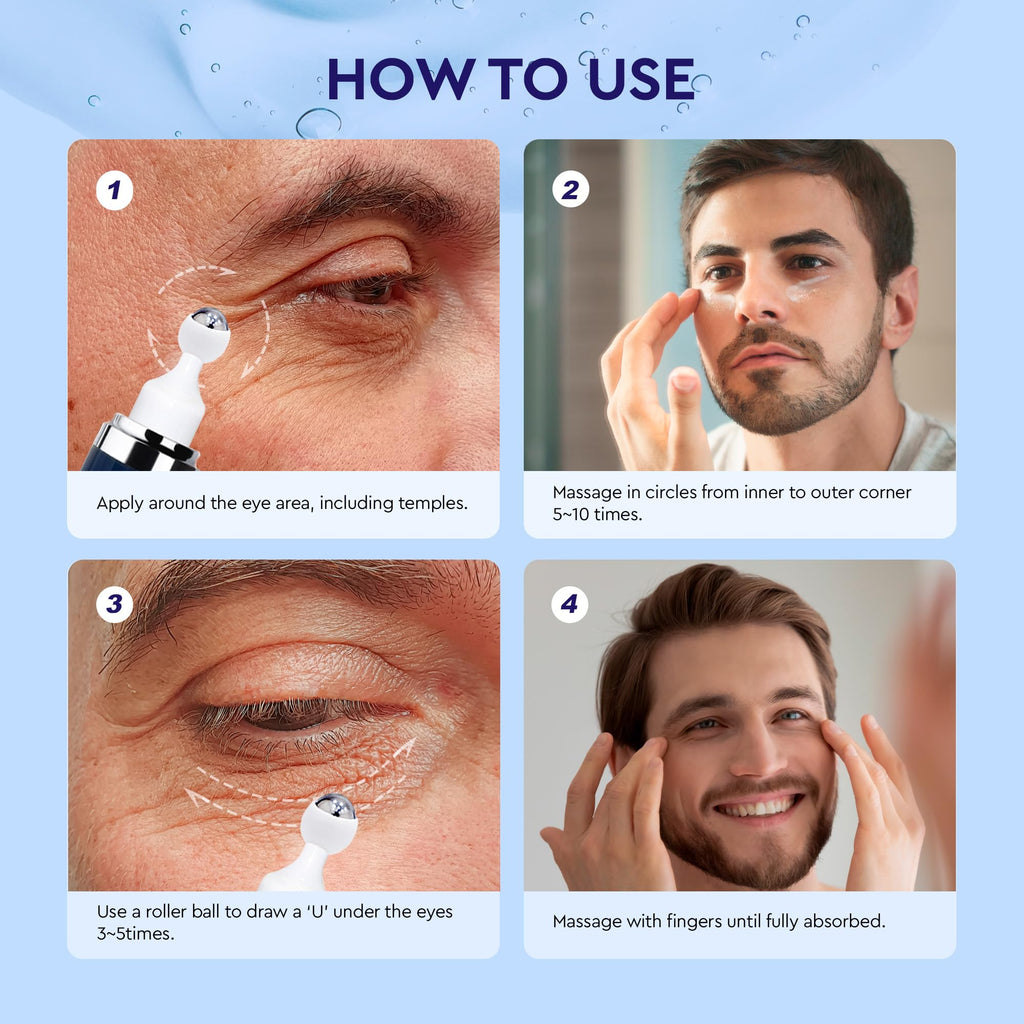 RAZONIX Eye Bags Treatment – Caffeine Eye Cream with Cooling Roller (Medium, Unscented)