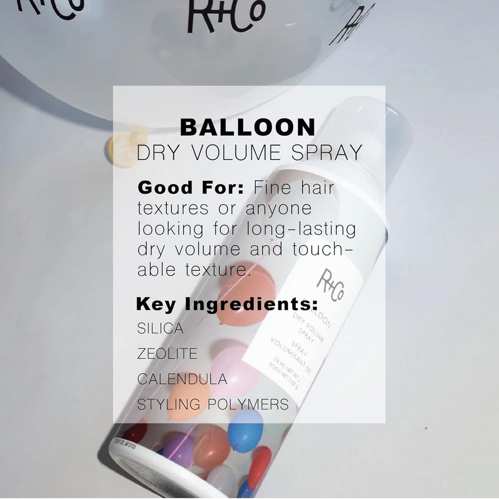 R+Co Balloon Dry Volume Spray Travel | Lightweight Volume & Texture | Vegan + Cruelty-Free | 2 oz