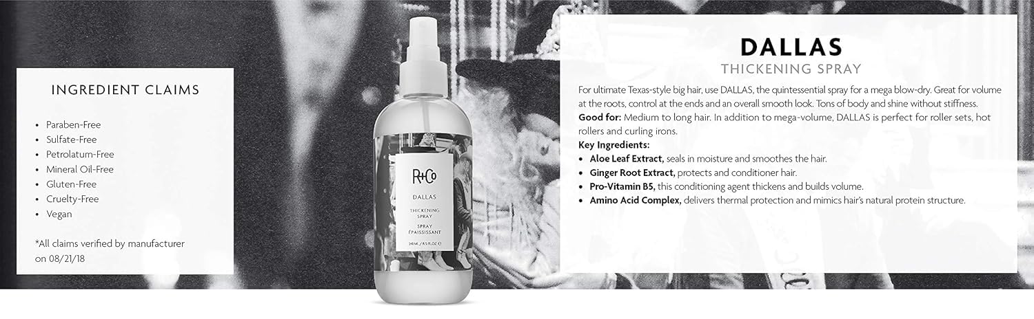 R+Co Dallas Hair Thickening Spray | Volumizing & Texturizing Spray for All Lengths | 8.5 oz