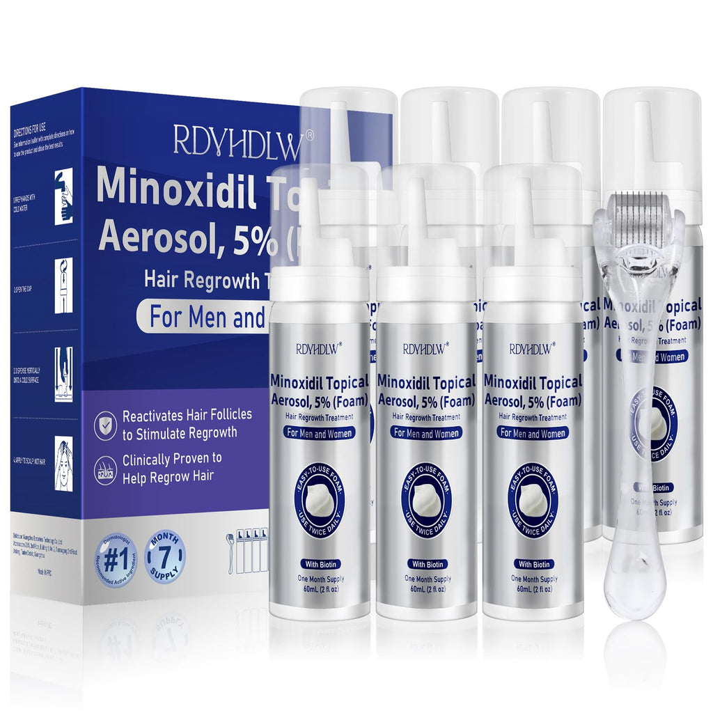 RDVHDLW 5% Minoxidil Foam for Hair Growth – Men & Women, 7-Month Supply (7x60ml)