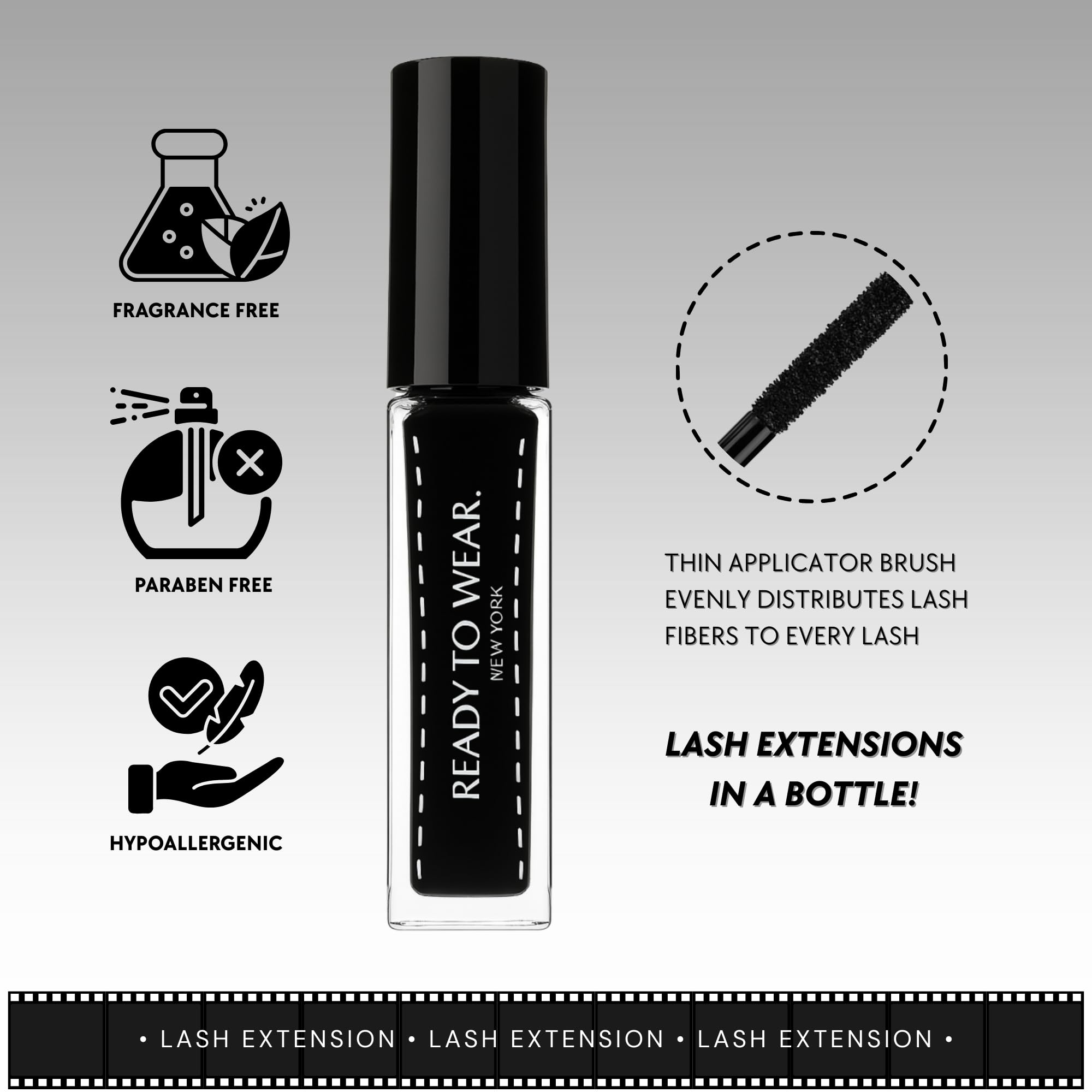 Ready To Wear Lash Extension – Fine DRY Fibers for Instant Lash Elongation (No Glue Required, Use With Mascara)