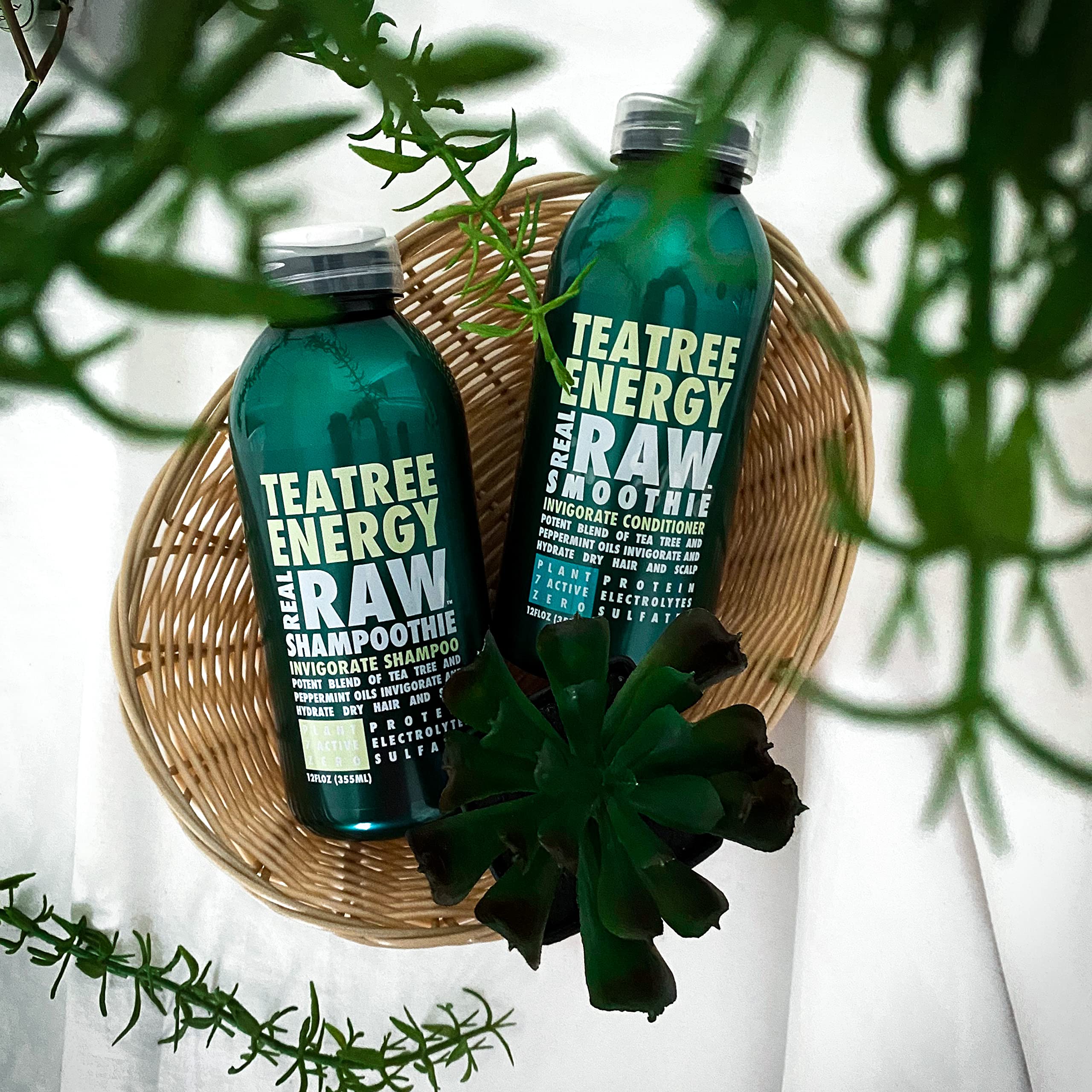 Real Raw Tea Tree Shampoo & Conditioner Set — No Water, 100% Pure Aloe Vera Juice & Coconut Water