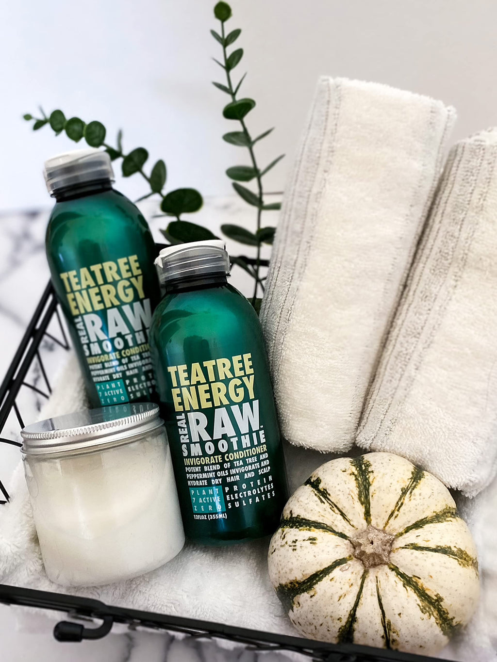 Real Raw Tea Tree Shampoo & Conditioner Set — No Water, 100% Pure Aloe Vera Juice & Coconut Water
