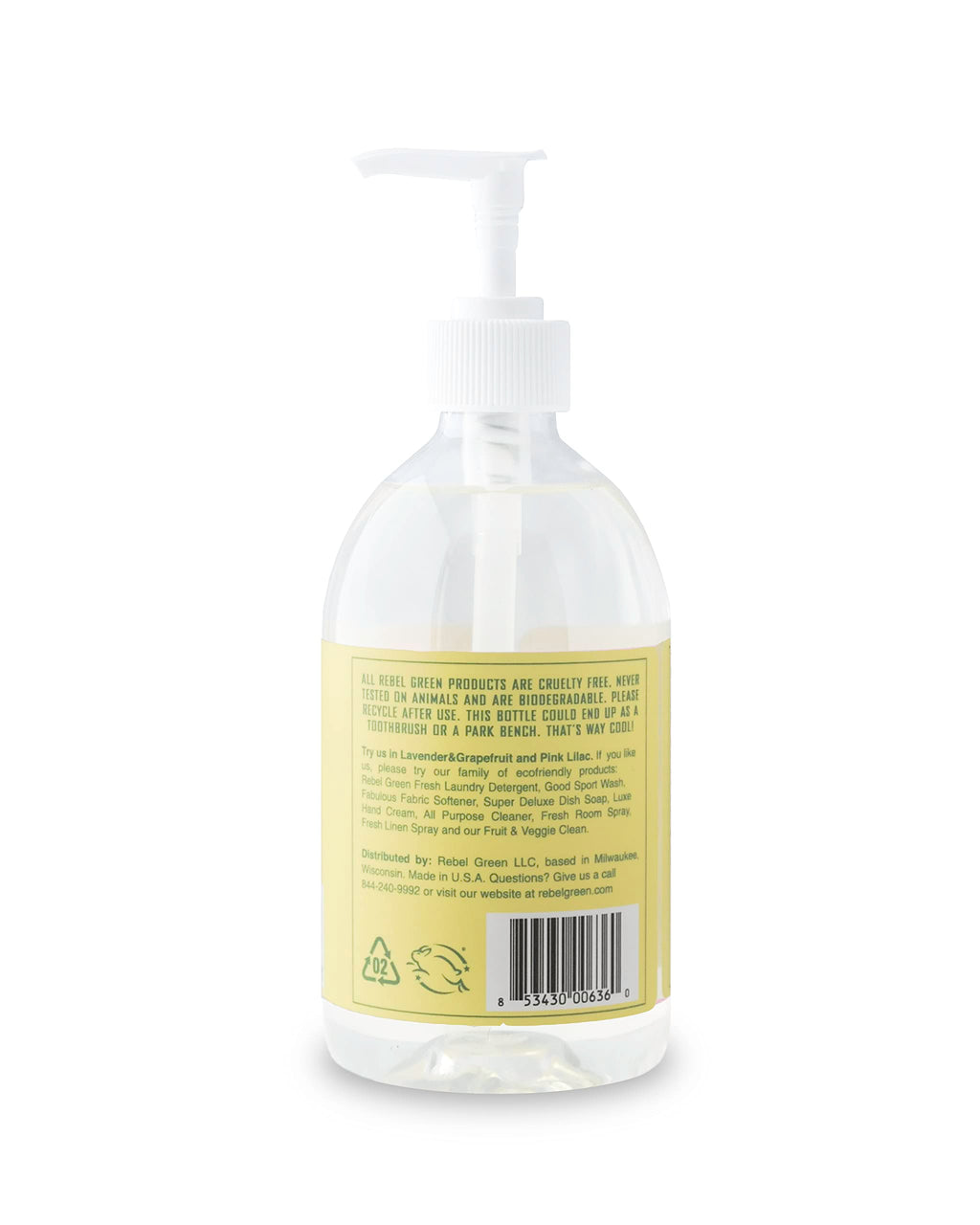 Rebel Green Liquid Hand Soap – Moisturizing Natural Hand Wash (Peppermint & Lemon) – Pack of 4, 16.9 fl oz
