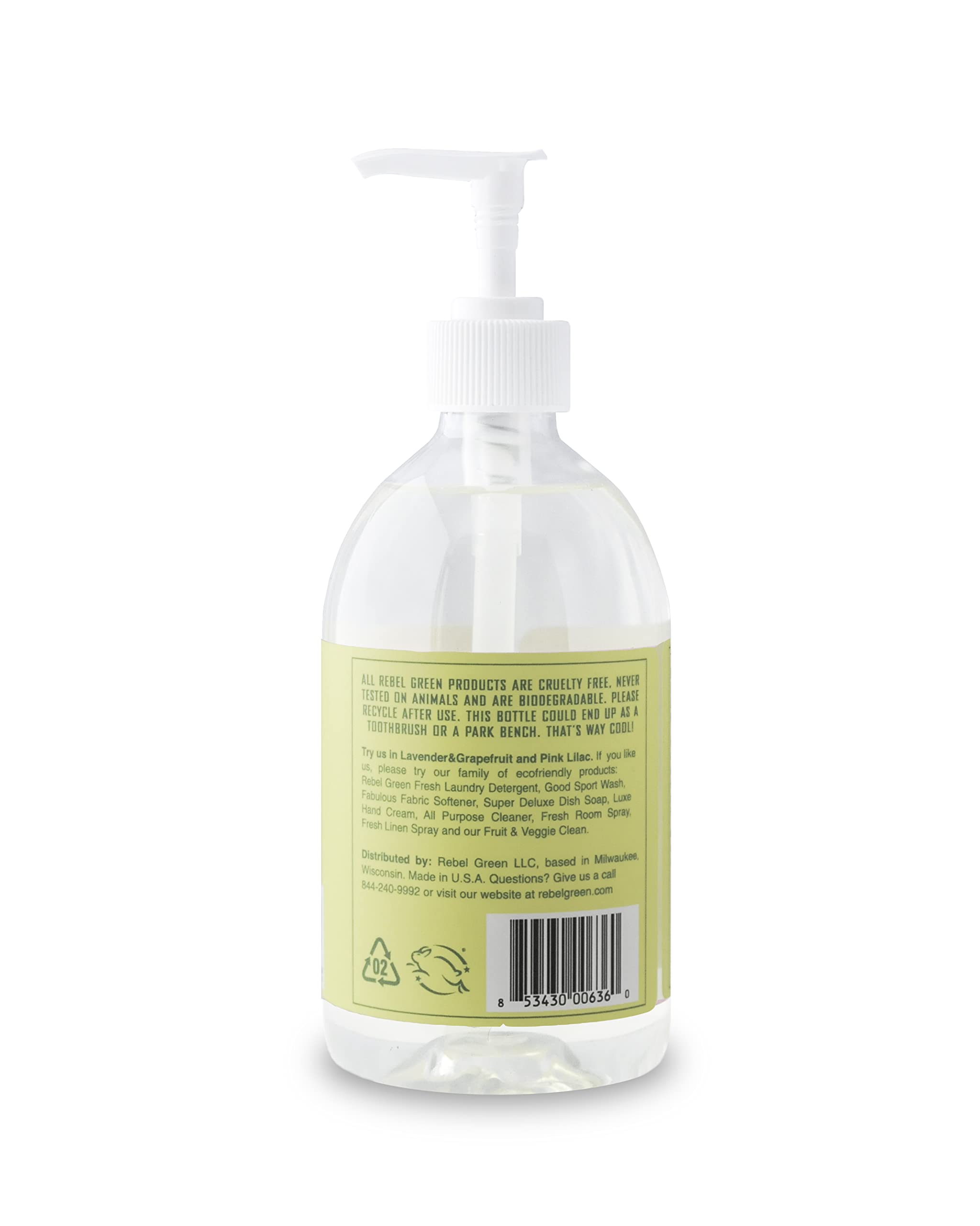 Rebel Green Liquid Hand Soap – Moisturizing Natural Hand Wash (Peppermint & Lemon) – Pack of 4, 16.9 fl oz