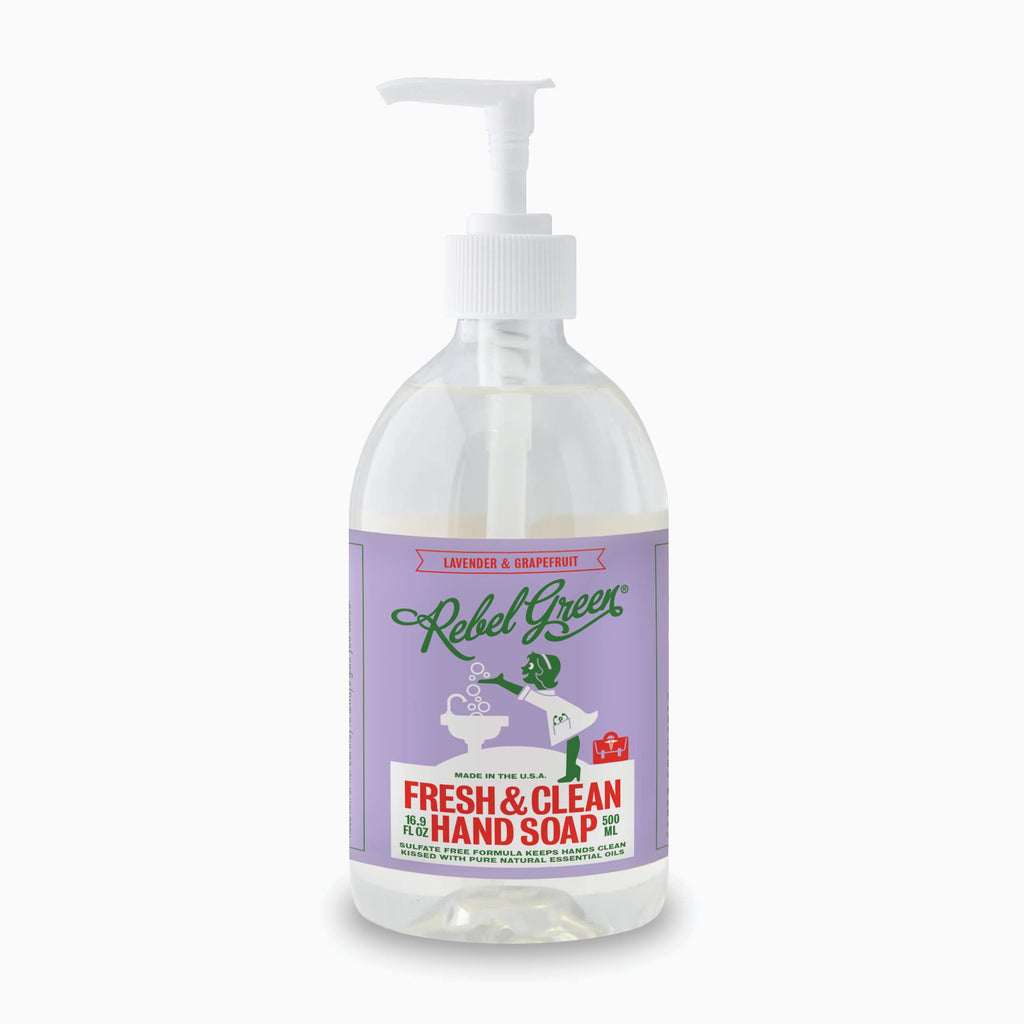 Rebel Green Liquid Hand Soap – Moisturizing Natural Hand Wash, Lavender & Grapefruit (Pack of 4)