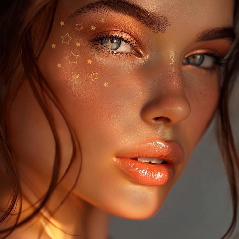 Rebel Tattoos Gold Stars Temporary Freckles — 2 Patches in 1 Envelope