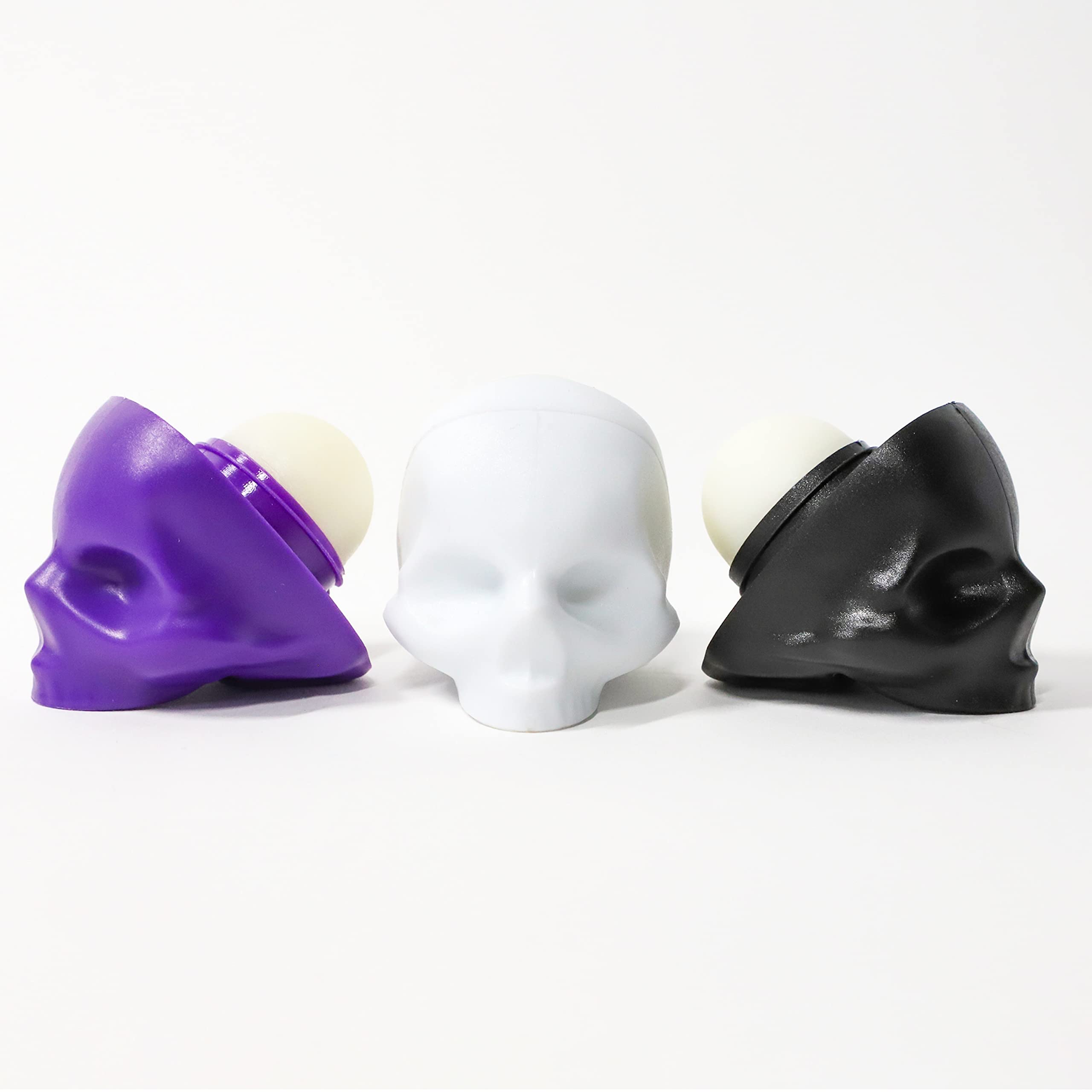 REBELS REFINERY 3-Piece Neapolitan Skull Lip Balm Bundle – Passion Fruit, Black Mint, White Vanilla