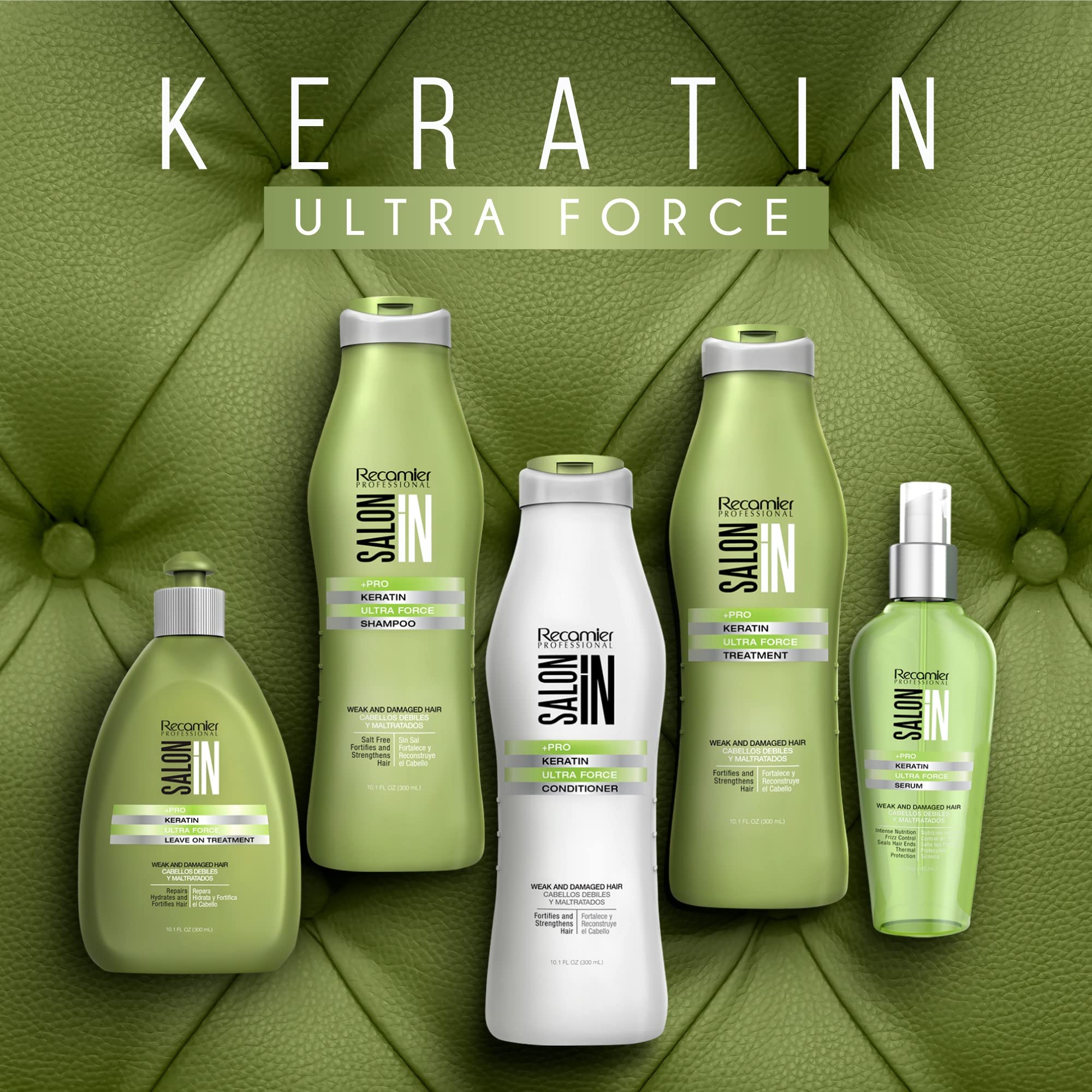 Recamier Professional Salon In +Pro Keratin Ultra Force 3-Piece Hair Care Bundle – Shampoo, Conditioner & Treatment