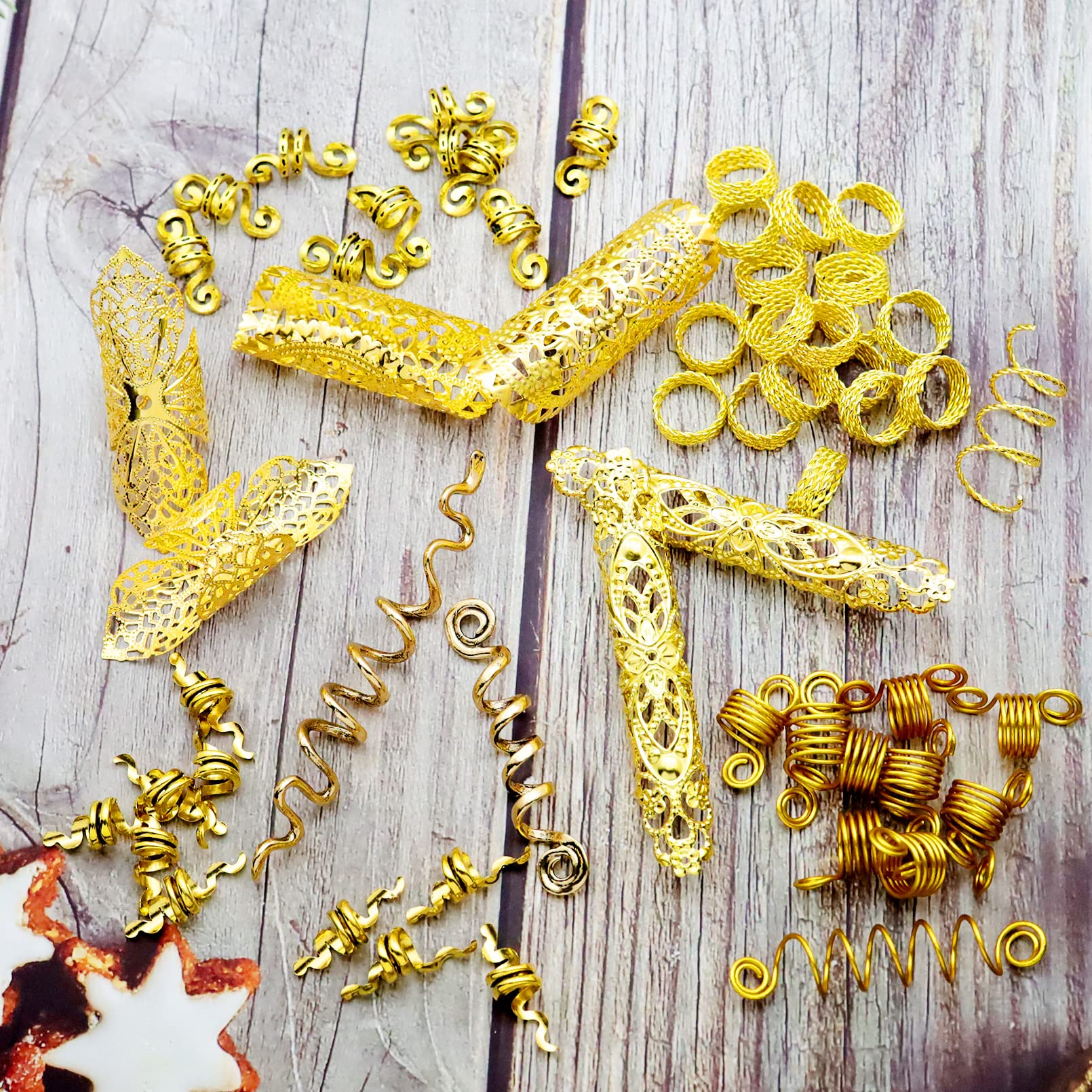 RechicGu 58-Piece Hair Braid Jewelry Set – Golden Dreadlock Accessories