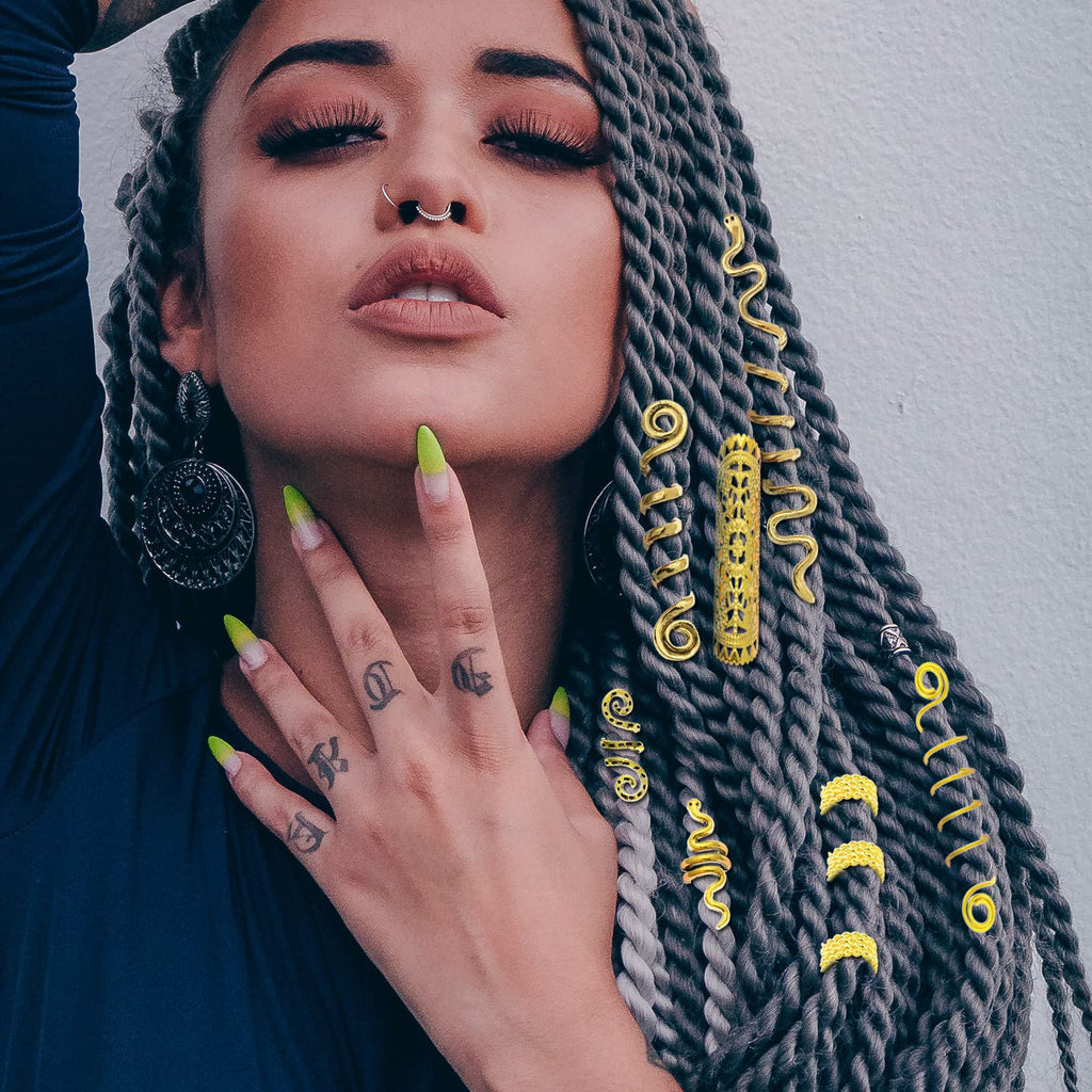 RechicGu 58-Piece Hair Braid Jewelry Set – Golden Dreadlock Accessories
