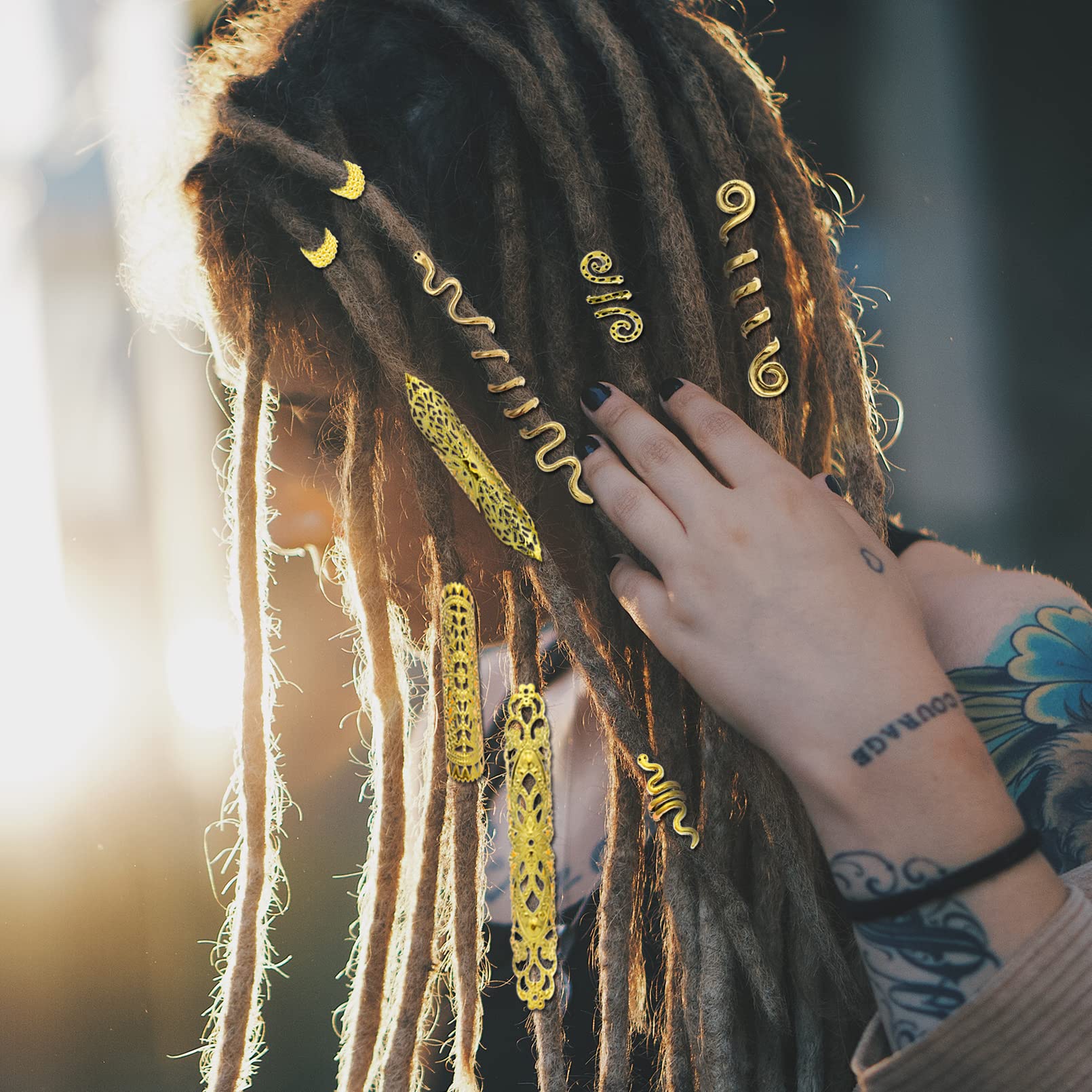 RechicGu 58-Piece Hair Braid Jewelry Set – Golden Dreadlock Accessories