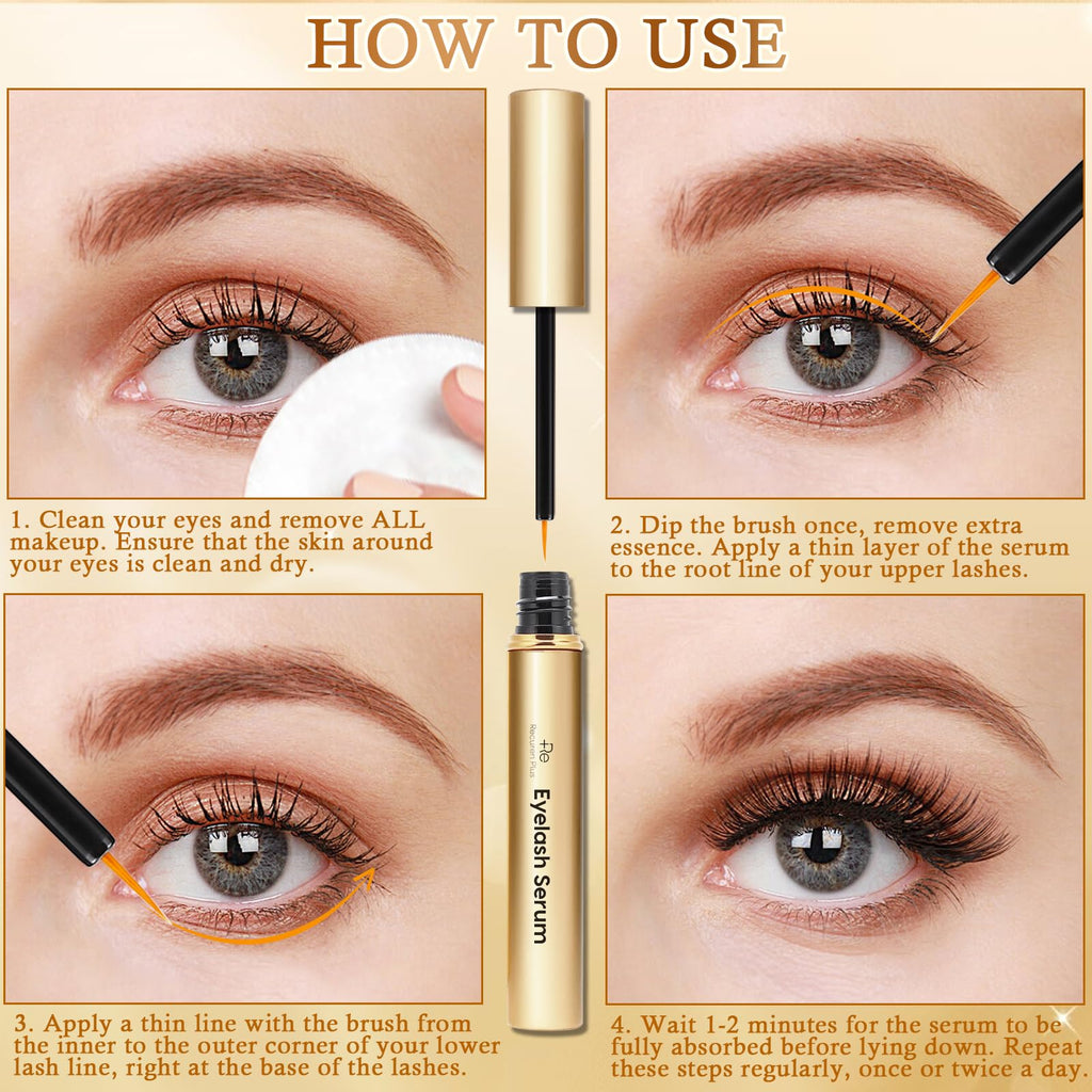 Recuren Plus Premium Eyelash Growth Serum – Advanced Vegan Formula for Longer, Thicker Lashes