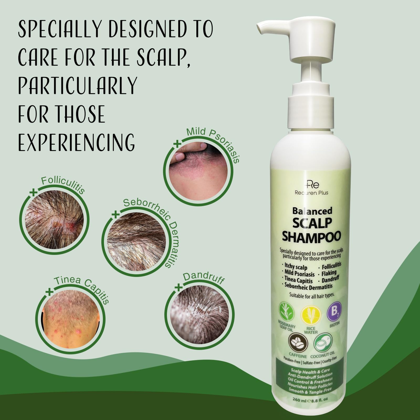 Recuren Plus Antifungal Shampoo | Dandruff & Itchy Scalp Relief, Salicylic Acid & Piroctone Olamine (8.8 fl oz)