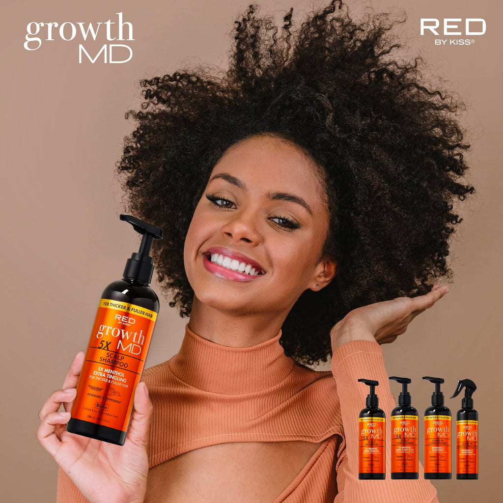 Red by Kiss Growth MD Scalp Shampoo – 5X Menthol Tingling for Thicker, Fuller Hair