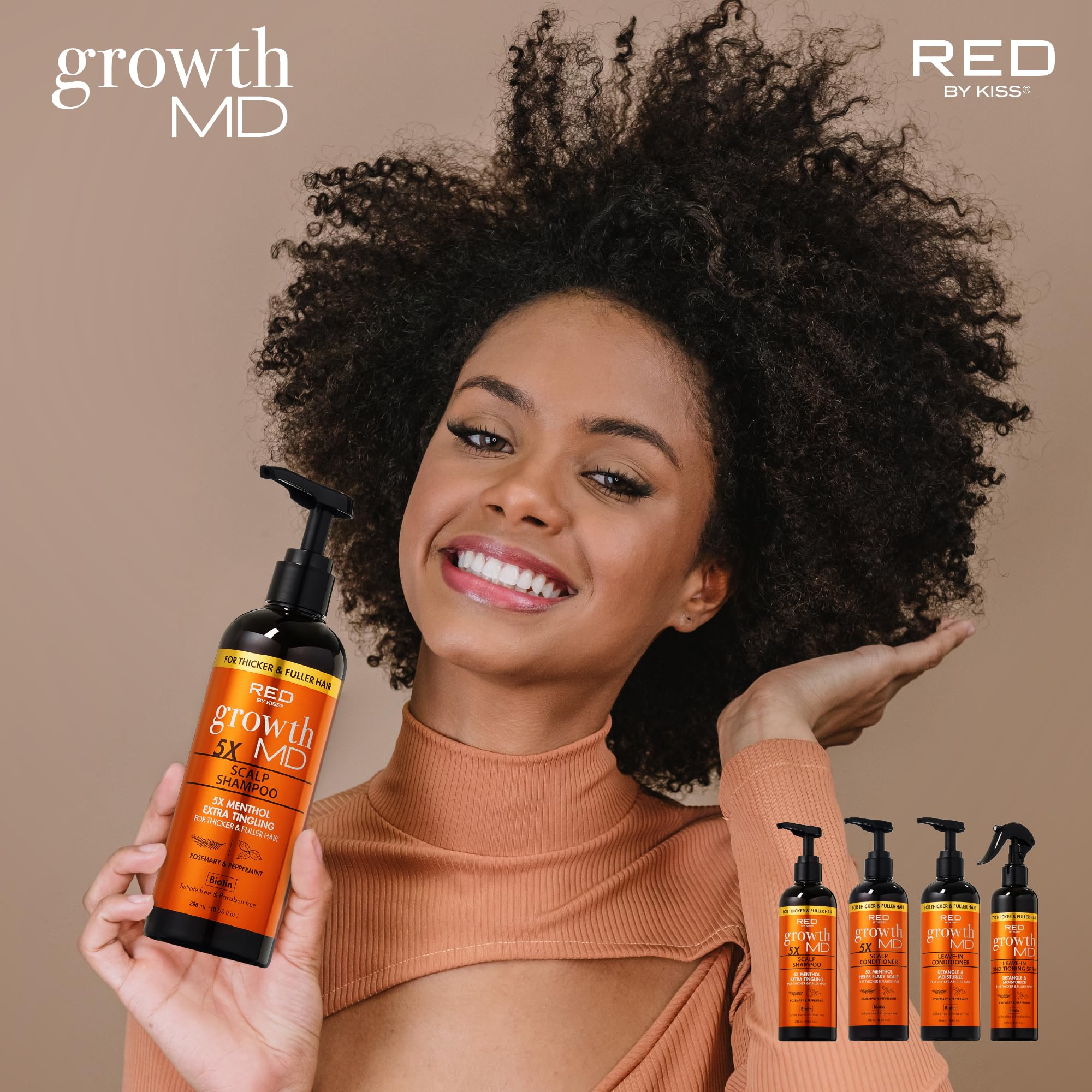 Red by Kiss Growth MD Scalp Shampoo – 5X Menthol Tingling for Thicker, Fuller Hair