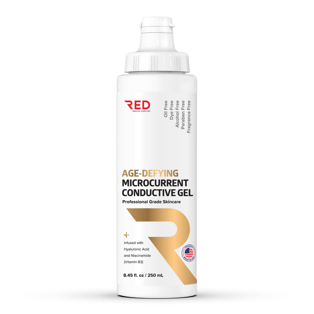 Red Medical Supplies Age-Defying Microcurrent Conductive Gel with Hyaluronic Acid & Niacinamide, 8.45 oz – Long-Lasting, Non-Greasy, Hypoallergenic