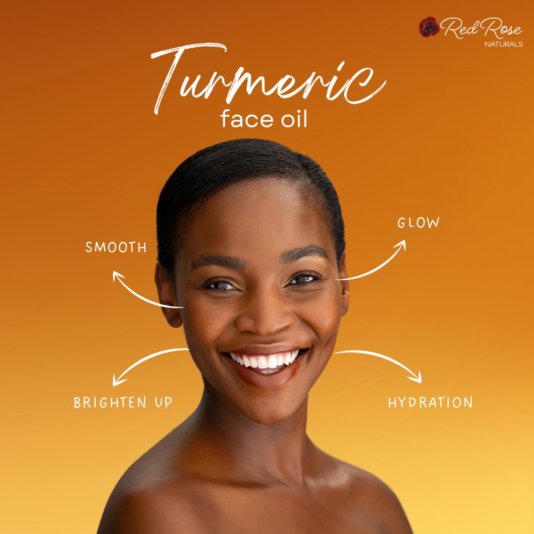Red Rose Naturals Turmeric Face Oil – Facial Serum & Moisturizer with Vitamin C | 1 oz