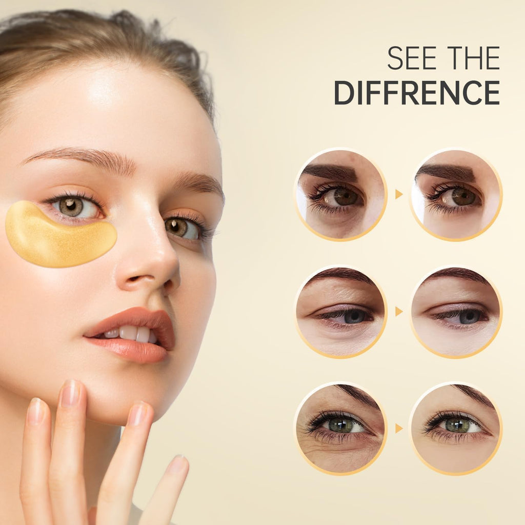 Redanha 24K Gold Under Eye Patches – Brighten, Depuff, Hydrate (60 Pcs)