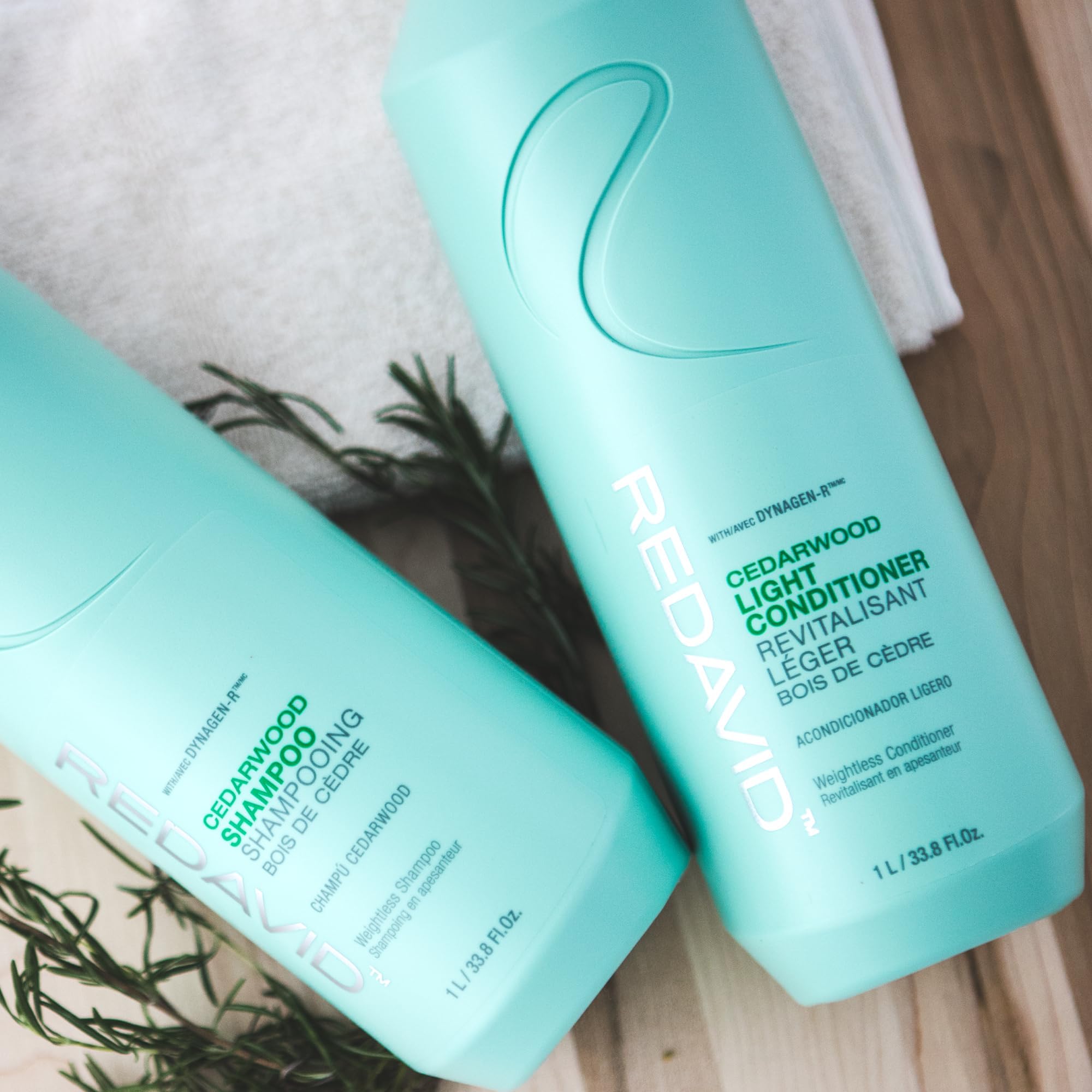 Redavid Cedarwood Weightless Shampoo – Hemp Seed Oil & Orchid Oil for Fine & Men's Hair | 1L | Paraben-Free