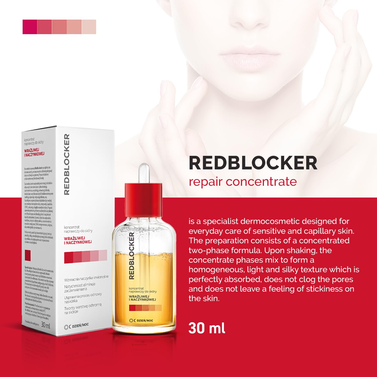 Redblocker Repair Concentrate – Two-Phase Dermocosmetic for Sensitive Skin, Vessel Support & Hydration – 30ml