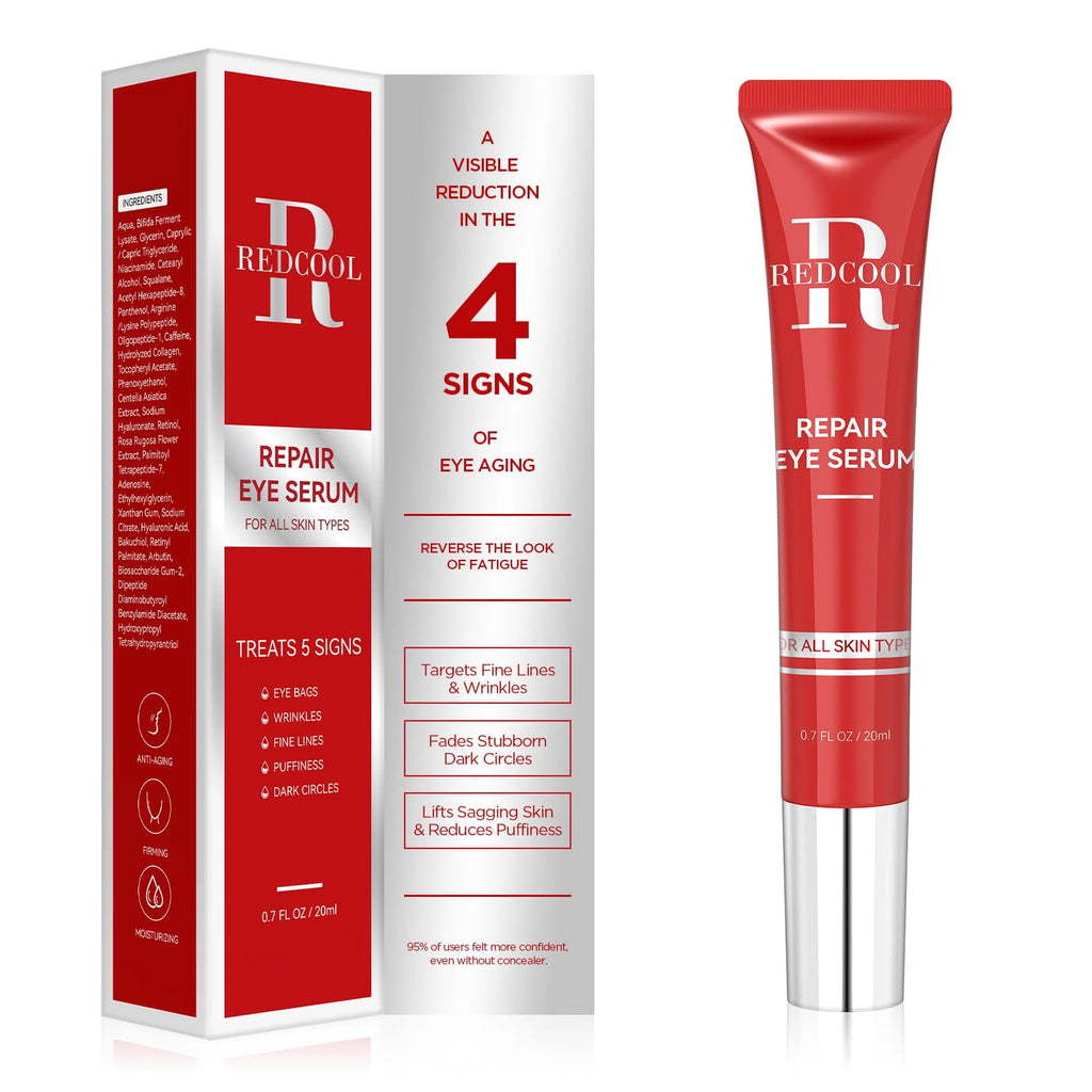 Redcool Caffeine & Retinol Under Eye Serum – Fast Absorbing, Dermatologist-Tested, 0.7 oz