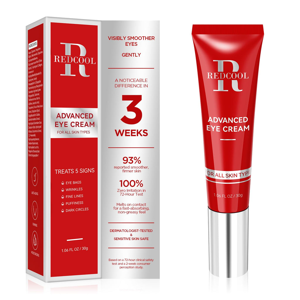 Redcool Retinol Eye Cream for Dark Circles – Hyaluronic Acid, Caffeine, Day and Night Use