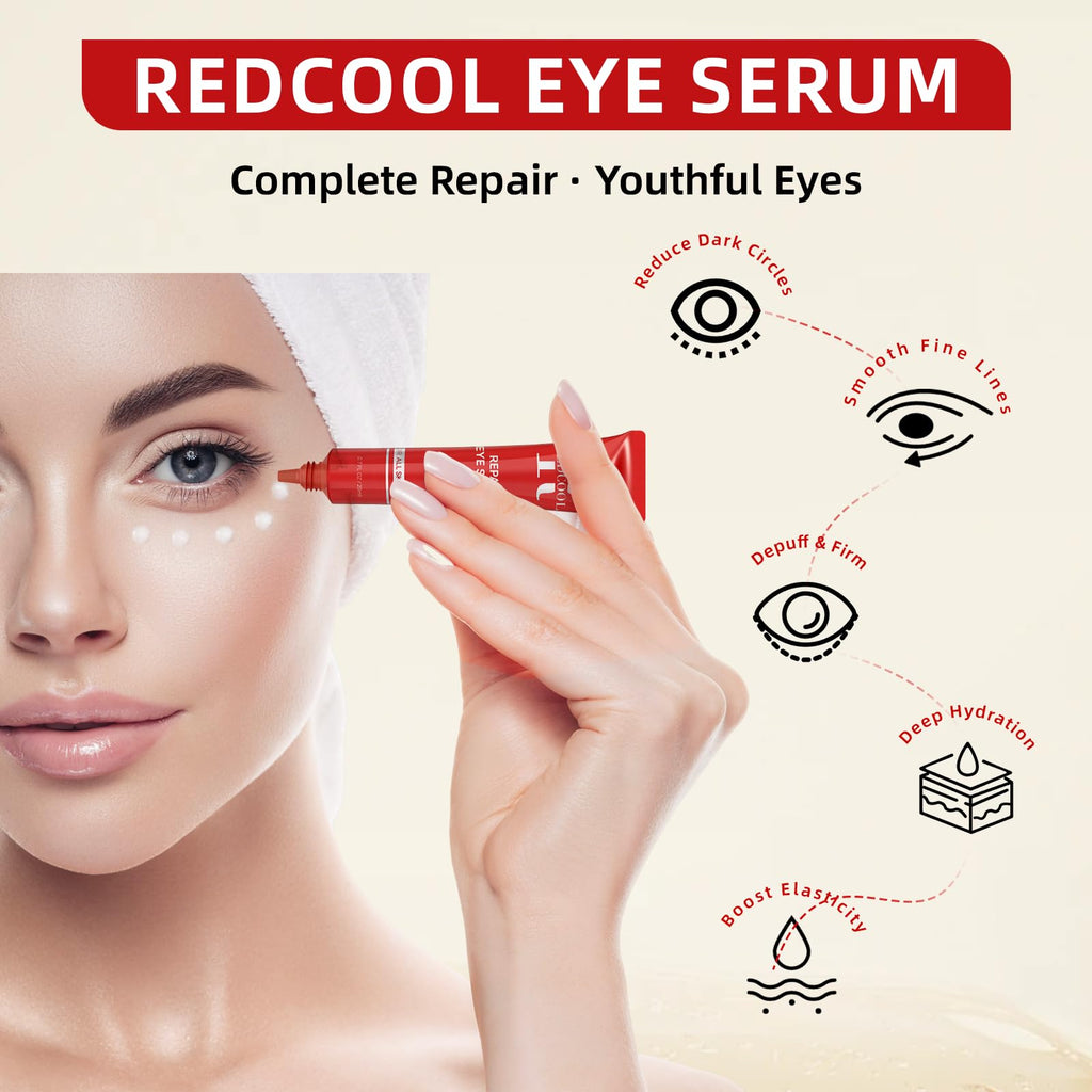 Redcool Caffeine & Retinol Under Eye Serum – Fast Absorbing, Dermatologist-Tested, 0.7 oz