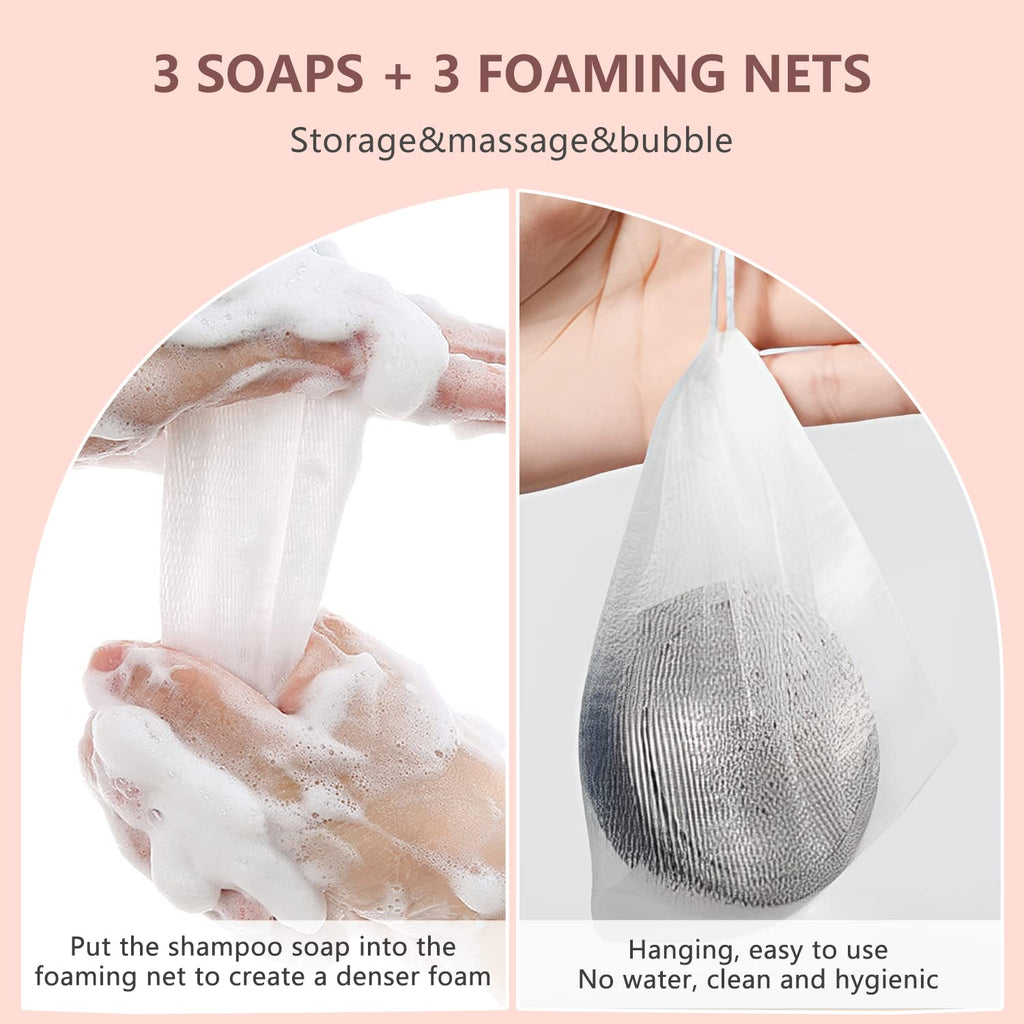 Rednow Black & Thick Hair Fallopia Multiflora Shampoo Bar with Foaming Net (3 pcs) – Polygonum & Shou Wu Extract