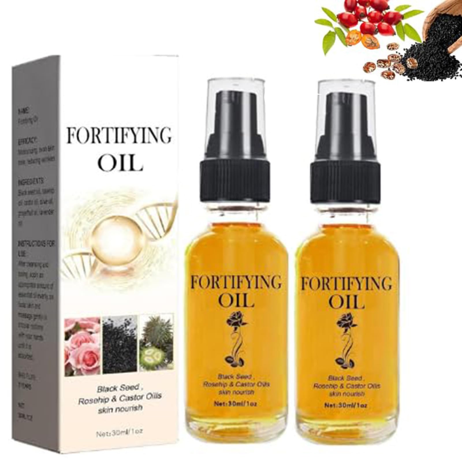 Rednow Lilinas Castor Oil & Black Seed Oil Rosehip Face Serum – Organic Hydration (2 PCS)