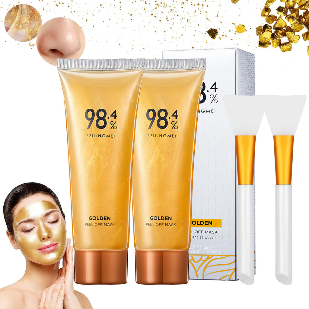 Rednow Gold Foil Peel-Off Mask – 24k Gold, Anti-Wrinkle & Pore Cleansing (2PCS)