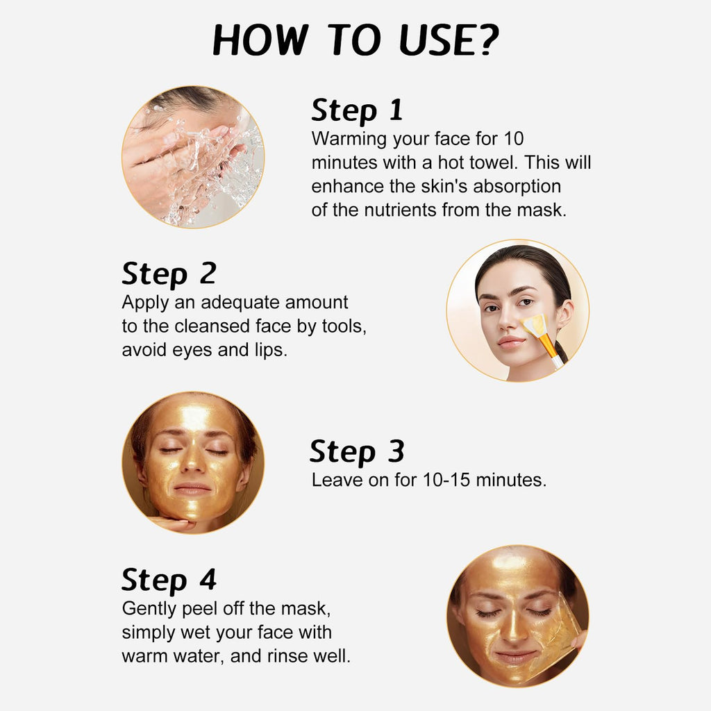Rednow Gold Foil Peel-Off Mask – 24k Gold, Anti-Wrinkle & Pore Cleansing (2PCS)