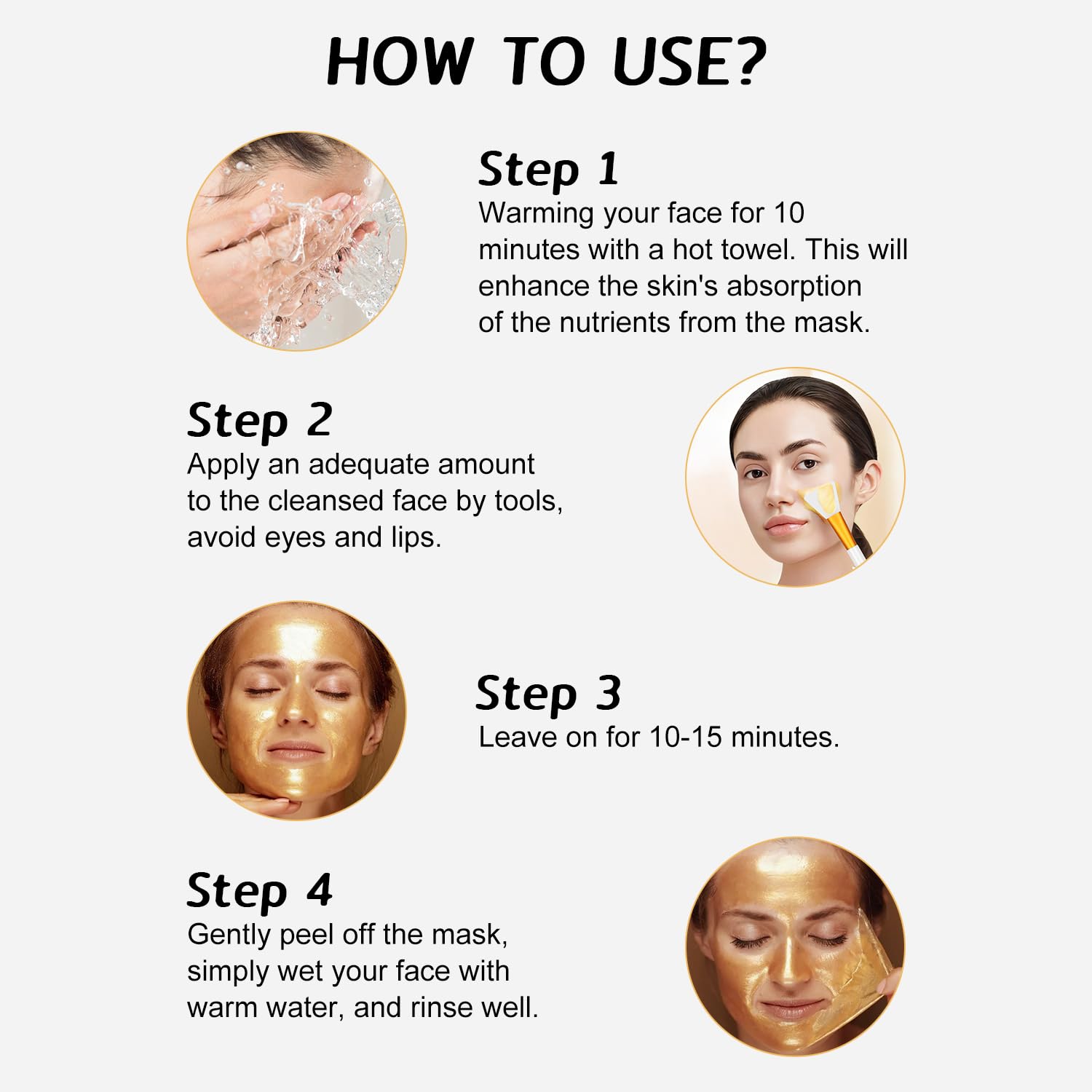 Rednow Gold Foil Peel-Off Mask – 24k Gold, Anti-Wrinkle & Pore Cleansing (2PCS)