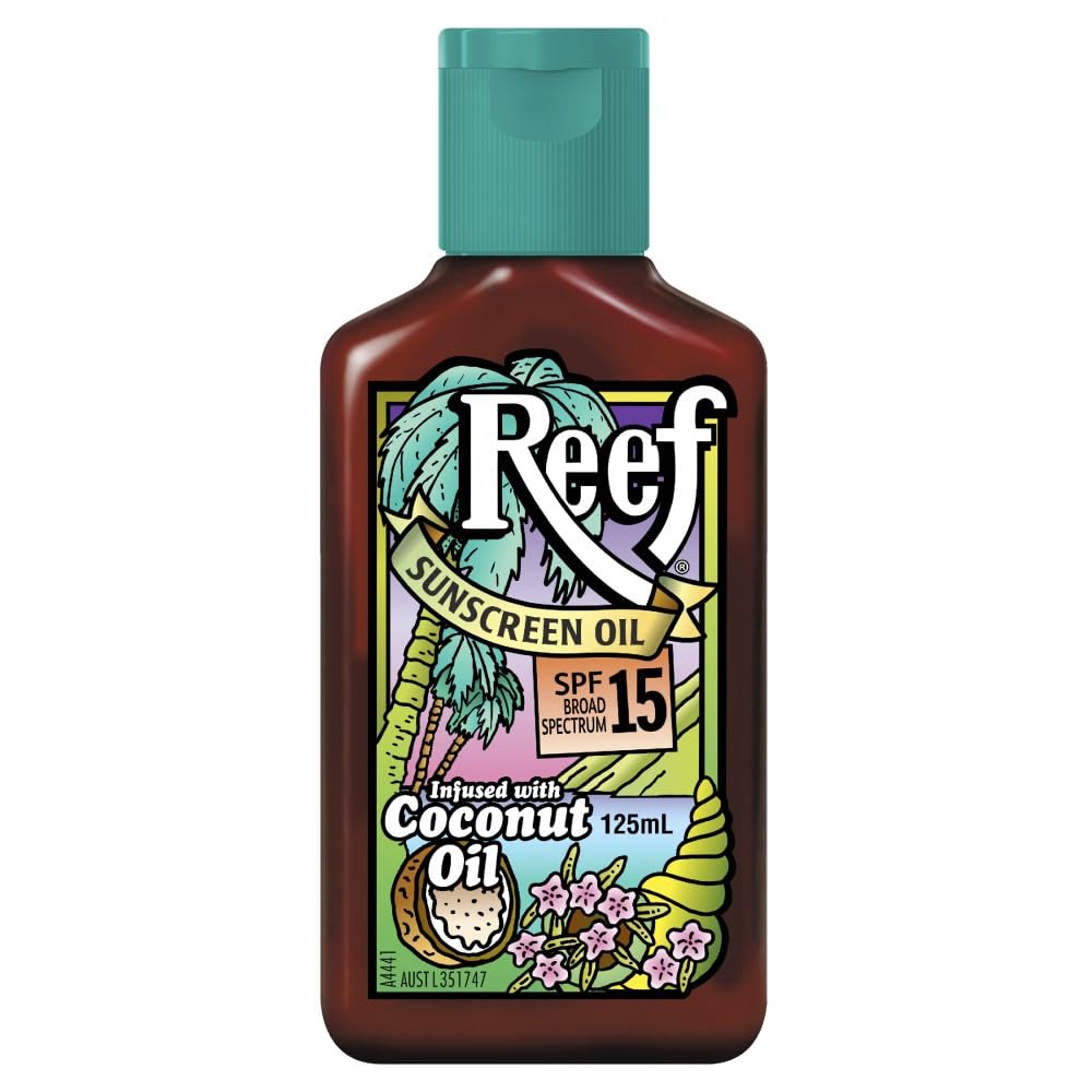 REEF Dark Sun Tan Oil Coconut SPF15 125ml – Lightweight Hydration with Summer Coconut Scent