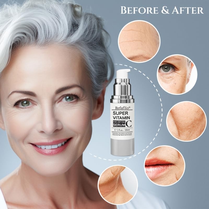 Refaflio Super Vitamin C Serum for Women Over 70 – Anti-Aging Serum 30ml (Orange)