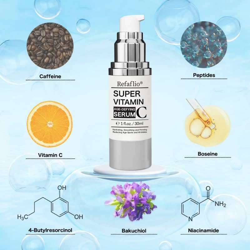 Refaflio Super Vitamin C Serum for Women Over 70 – Anti-Aging Serum 30ml (Orange)