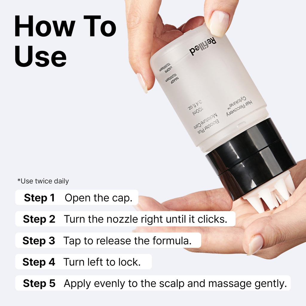 Refilled Booster Plus Moisture – Hair Growth Serum & Thickening Scalp Treatment with Built-In Massager