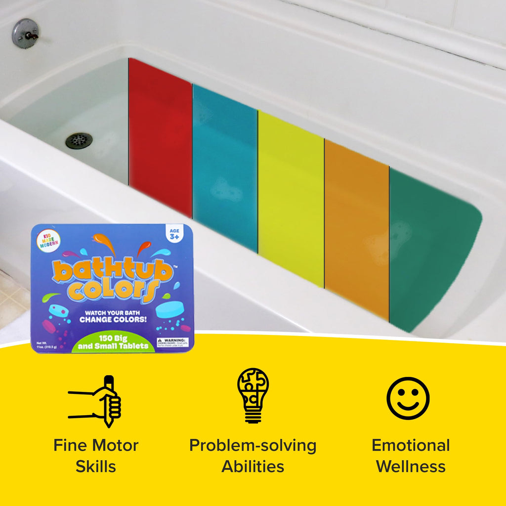 Regal Games Kid Made Modern Bath Color Tablets – 150 Count Non-Toxic Bath Drops (Blue, Yellow, Pink, Purple)