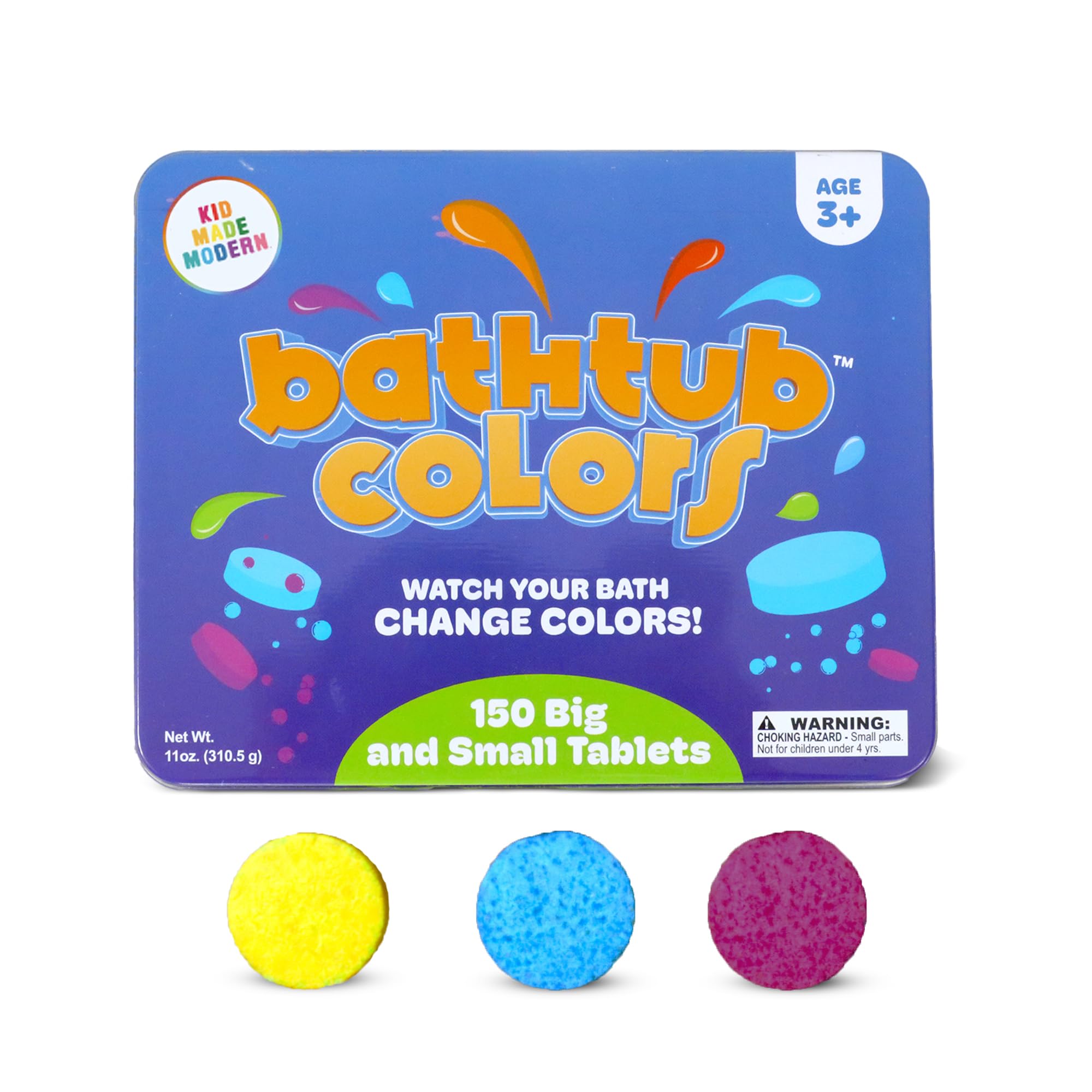 Regal Games Kid Made Modern Bath Color Tablets – 150 Count Non-Toxic Bath Drops (Blue, Yellow, Pink, Purple)