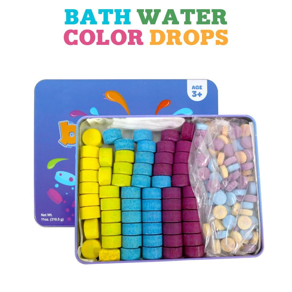 Regal Games Kid Made Modern Bath Color Tablets – 150 Count Non-Toxic Bath Drops (Blue, Yellow, Pink, Purple)