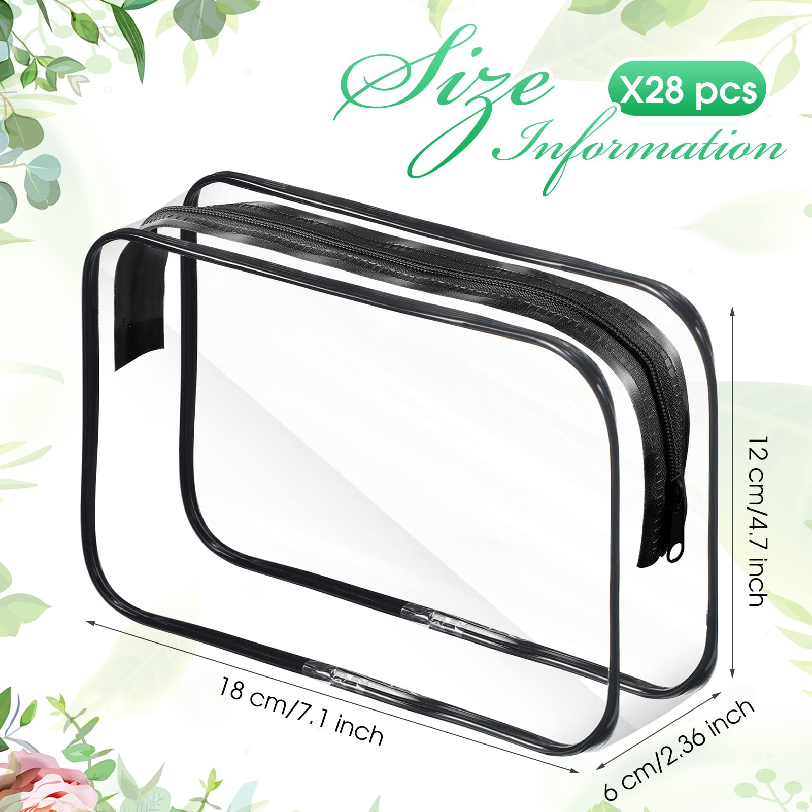Reginary 28-Piece Clear Cosmetic Bags with Zipper | Transparent Travel Organizer