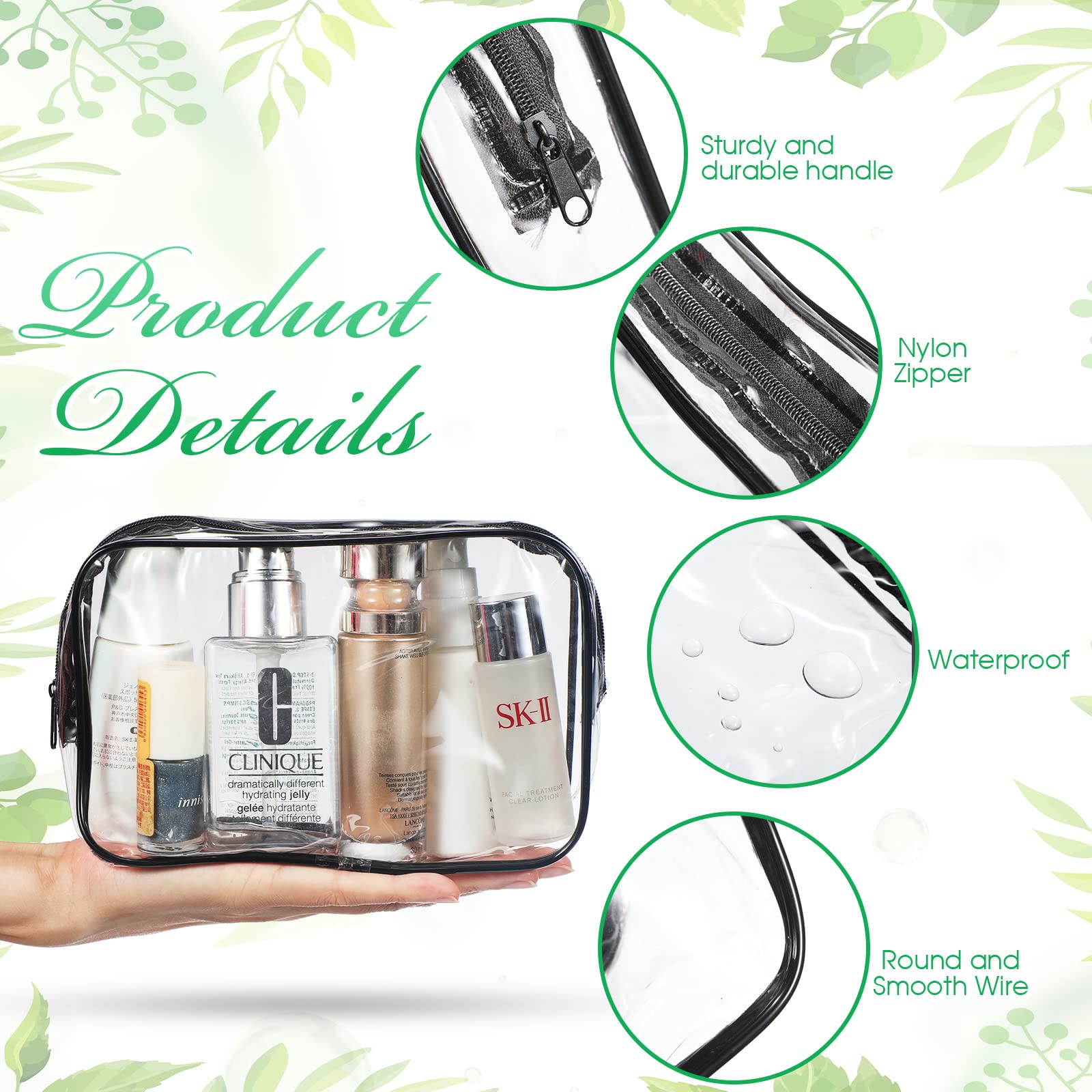 Reginary 28-Piece Clear Cosmetic Bags with Zipper | Transparent Travel Organizer