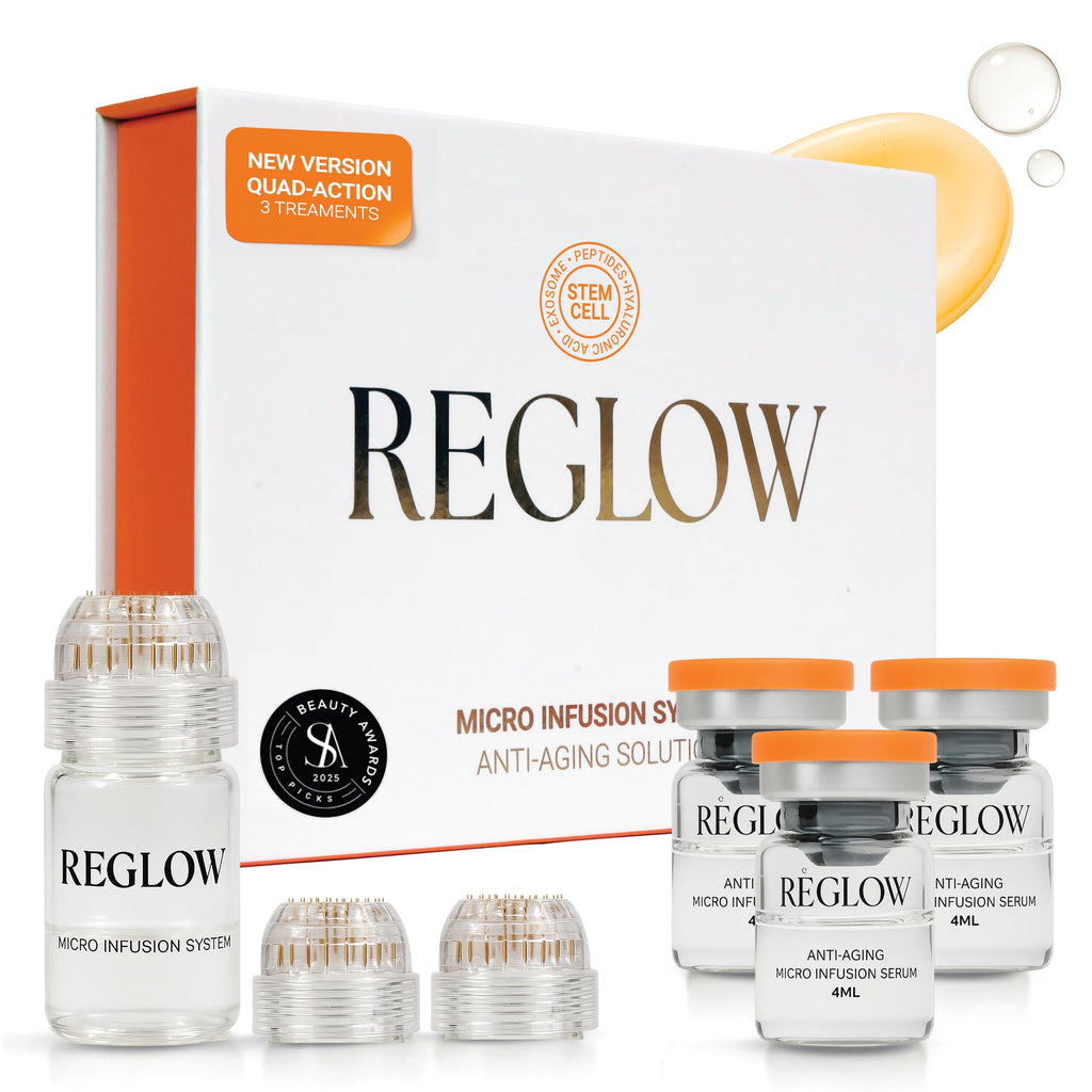 ReGlow Micro Infusion System for Face – 24K Gold Microneedling Tool + Serum (300% Deeper Absorption)