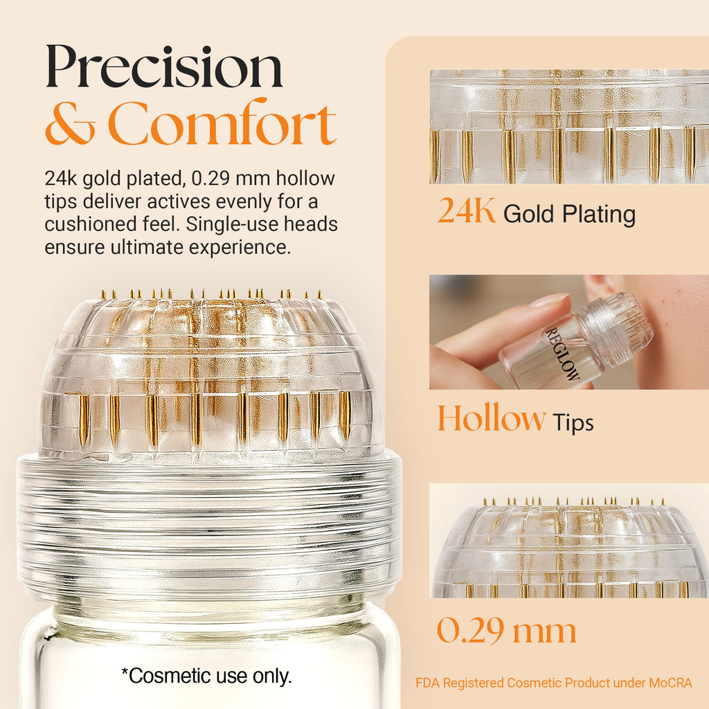 ReGlow Micro Infusion System for Face – 24K Gold Microneedling Tool + Serum (300% Deeper Absorption)