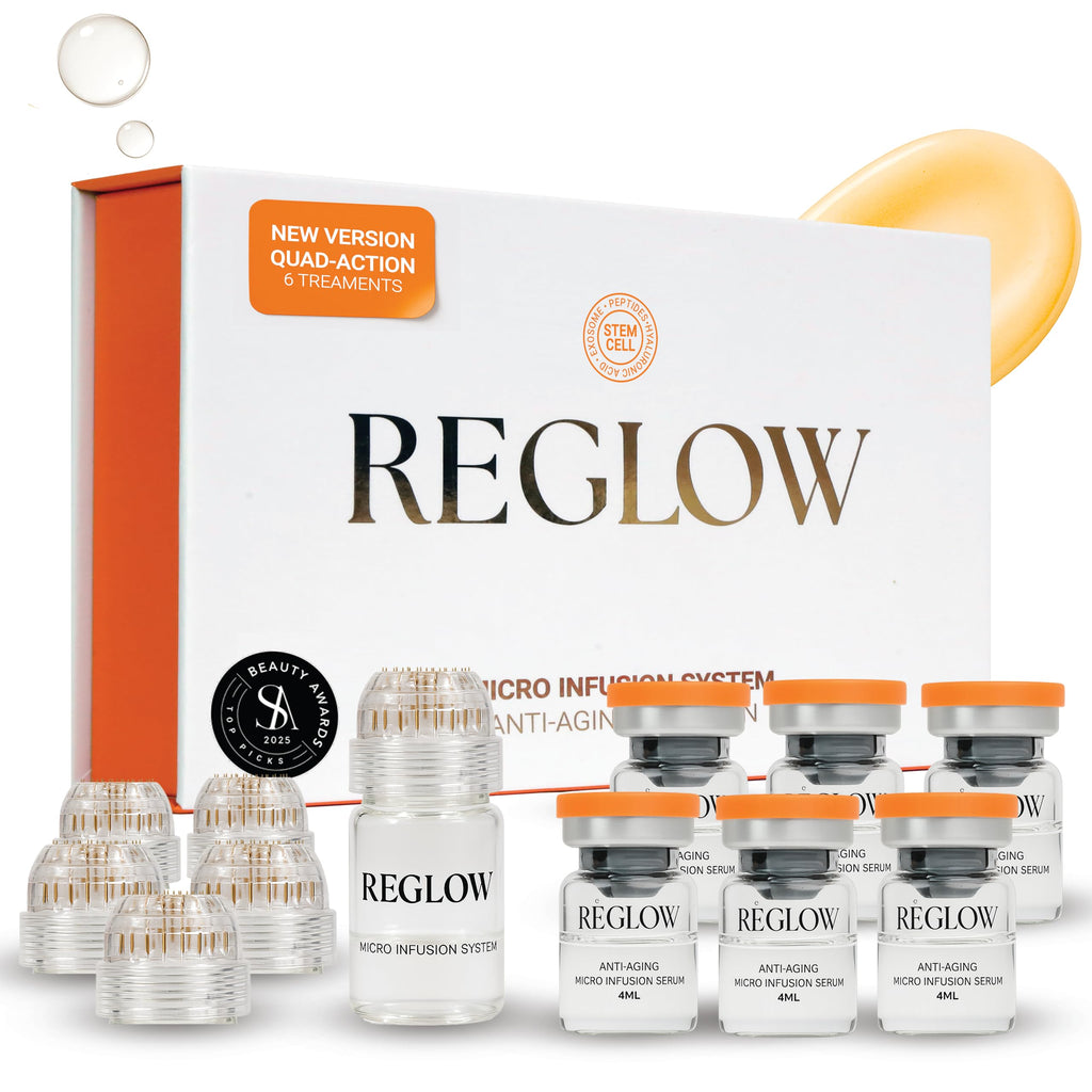 ReGlow Micro Infusion System for Face – 24K Gold Microneedling Tool + Serum (3 Months)