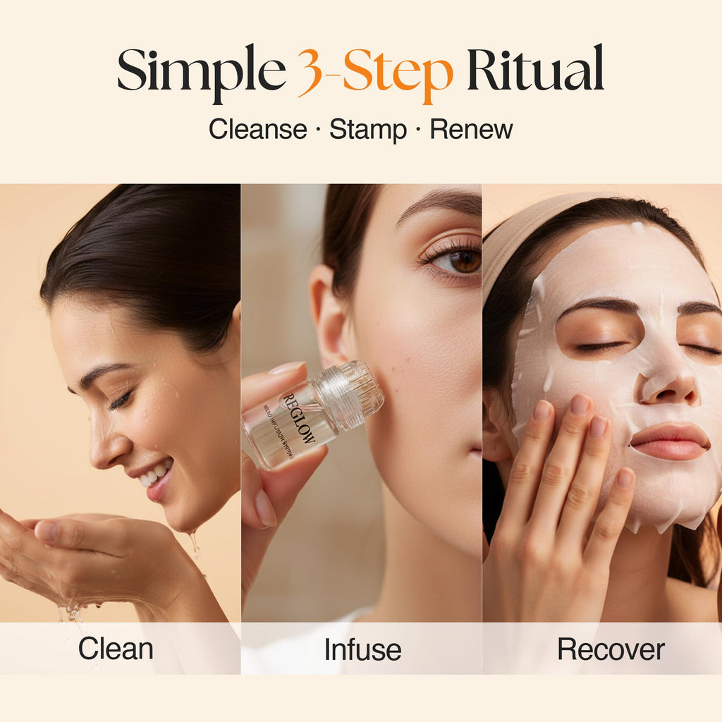 ReGlow Micro Infusion System for Face – 24K Gold Microneedling Tool + Serum (3 Months)